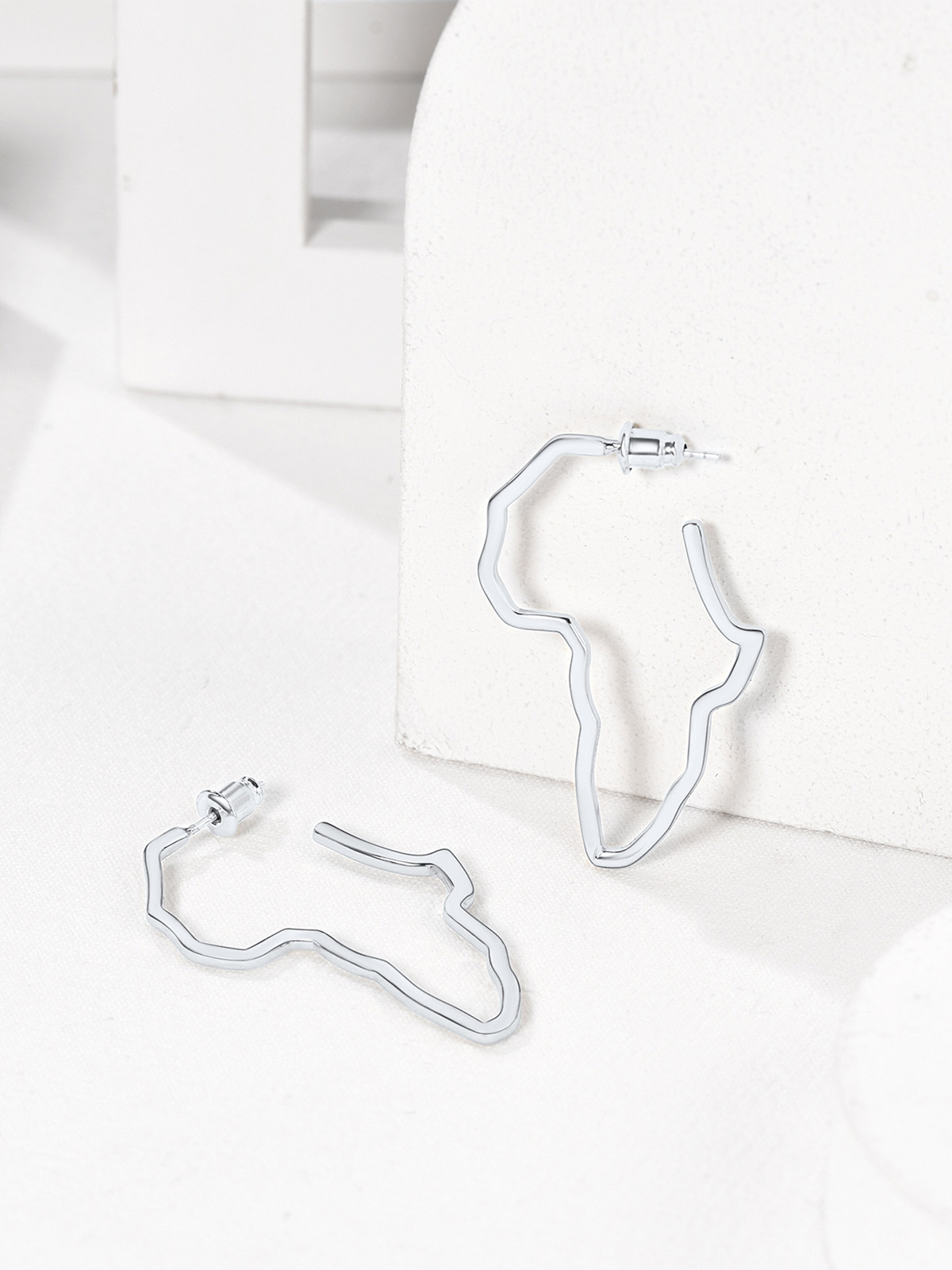 75mm African Outline Earrings Dangle Earrings in Silver