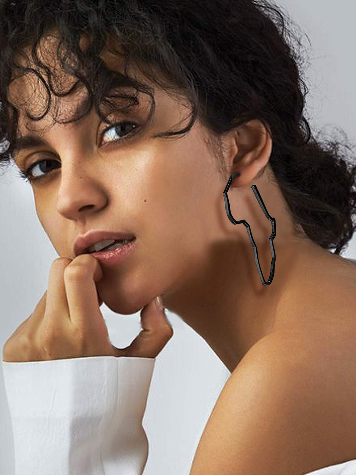 75mm African Outline Earrings Dangle Earrings in Black