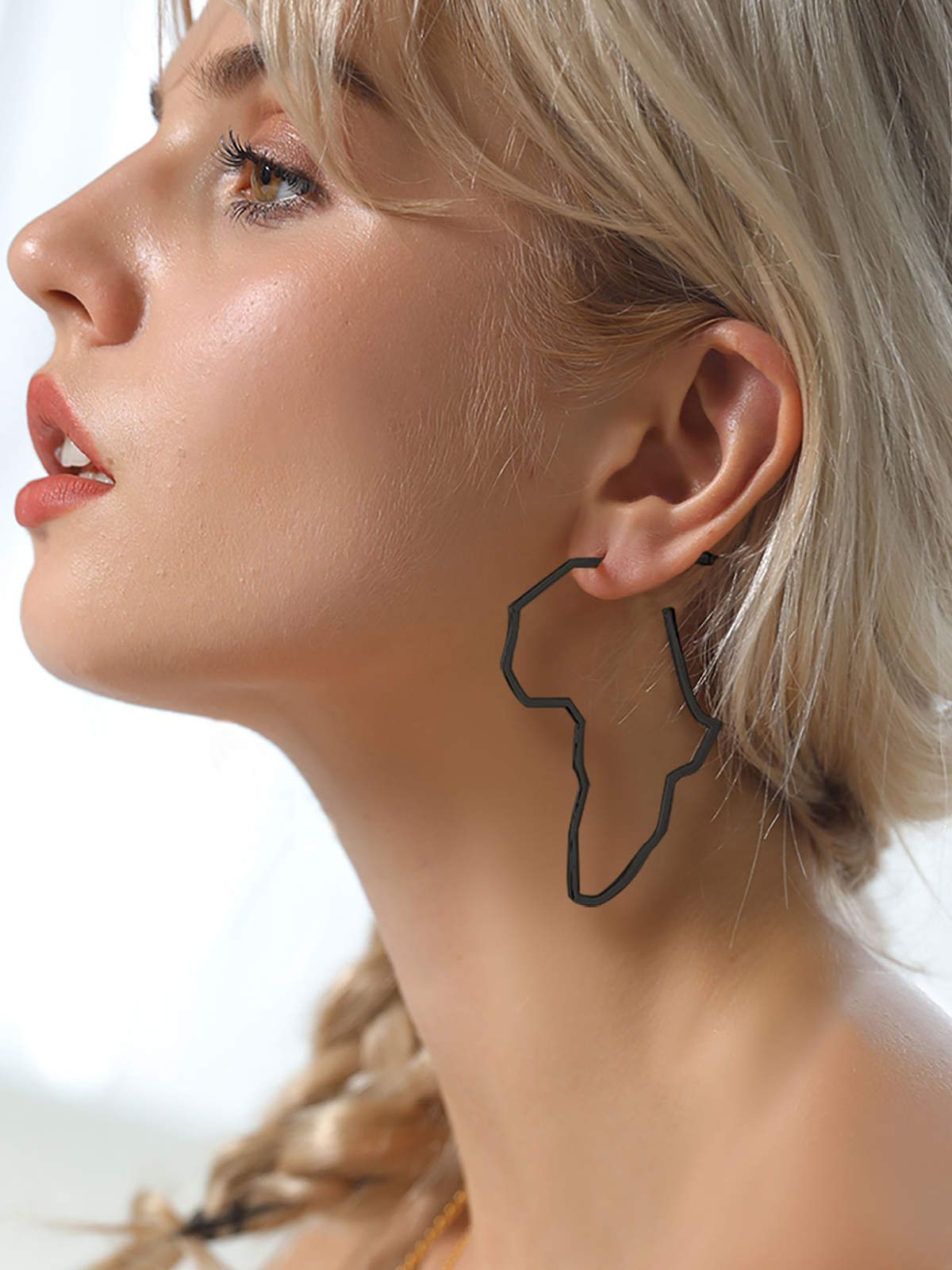 75mm African Outline Earrings Dangle Earrings in Black