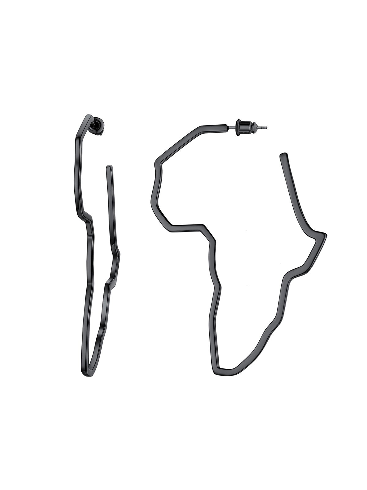 75mm African Outline Earrings Dangle Earrings in Black