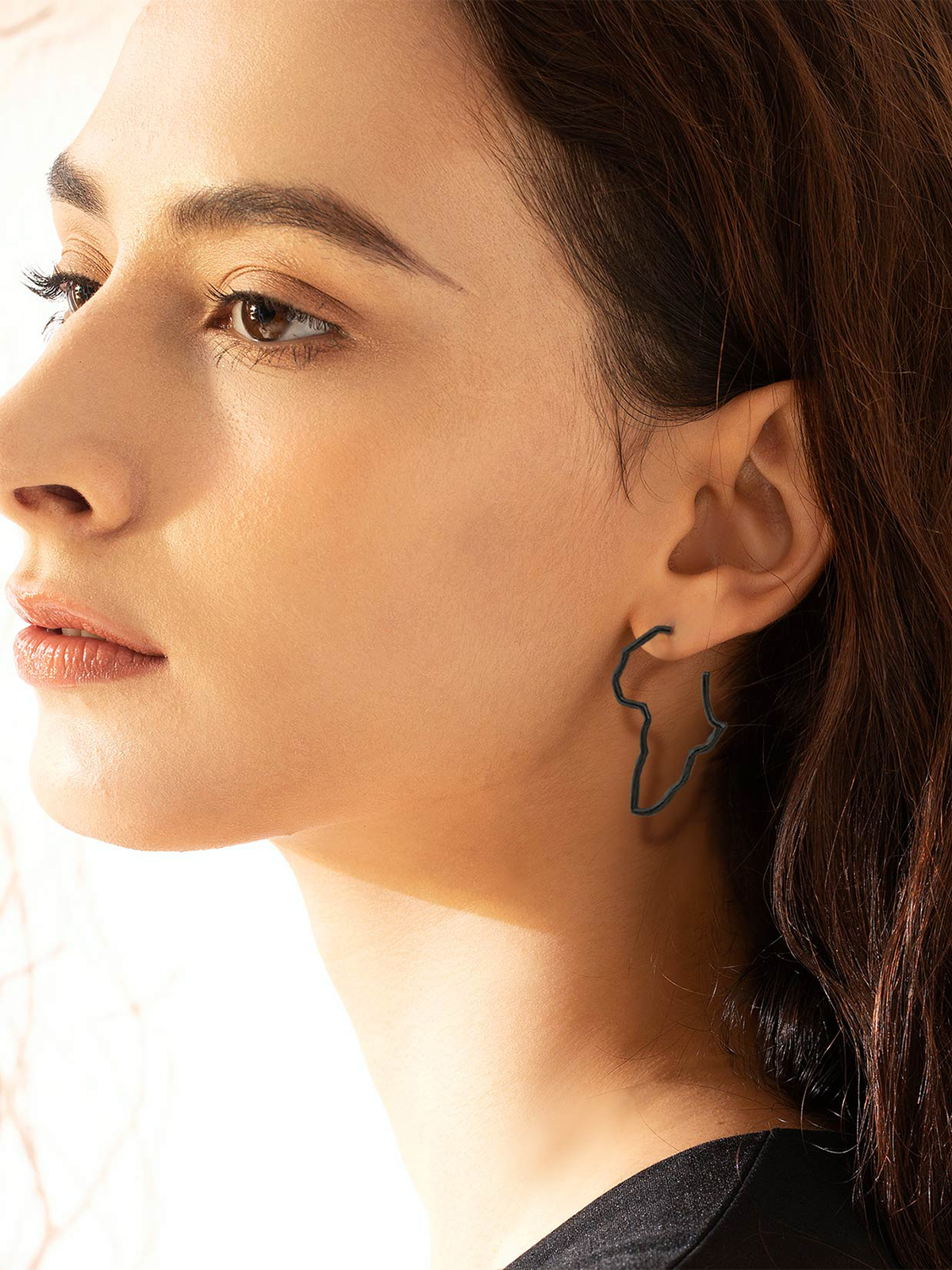 45mm African Outline Earrings Dangle Earrings in Black