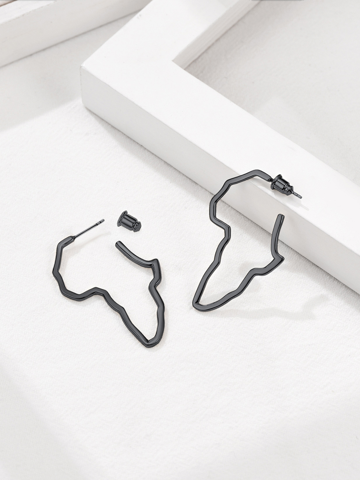 75mm African Outline Earrings Dangle Earrings in Black