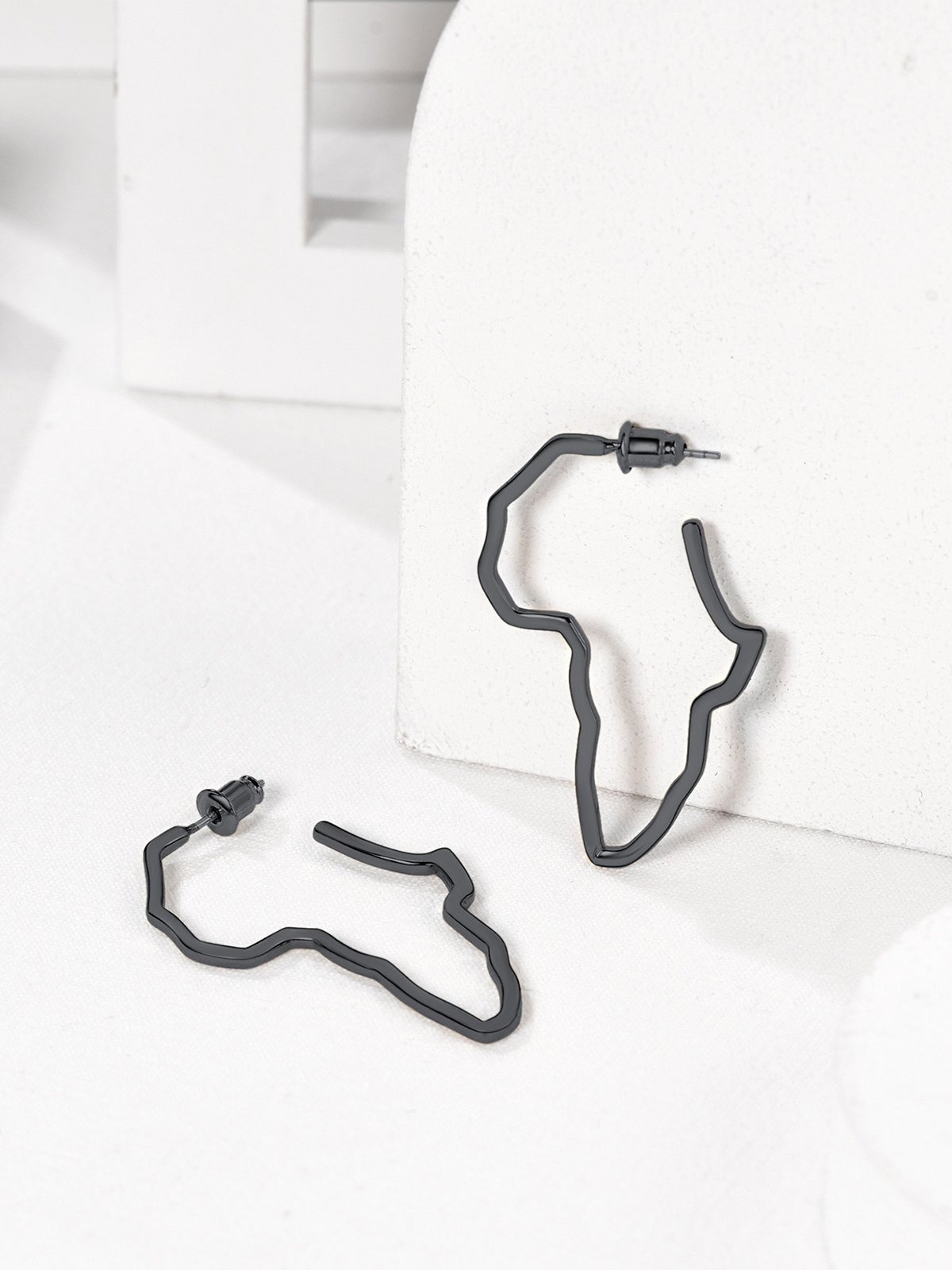 75mm African Outline Earrings Dangle Earrings in Black