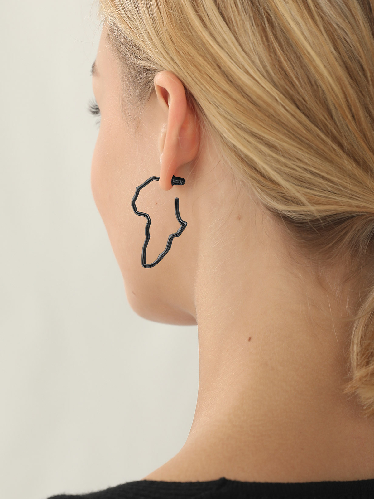 45mm African Outline Earrings Dangle Earrings in Black