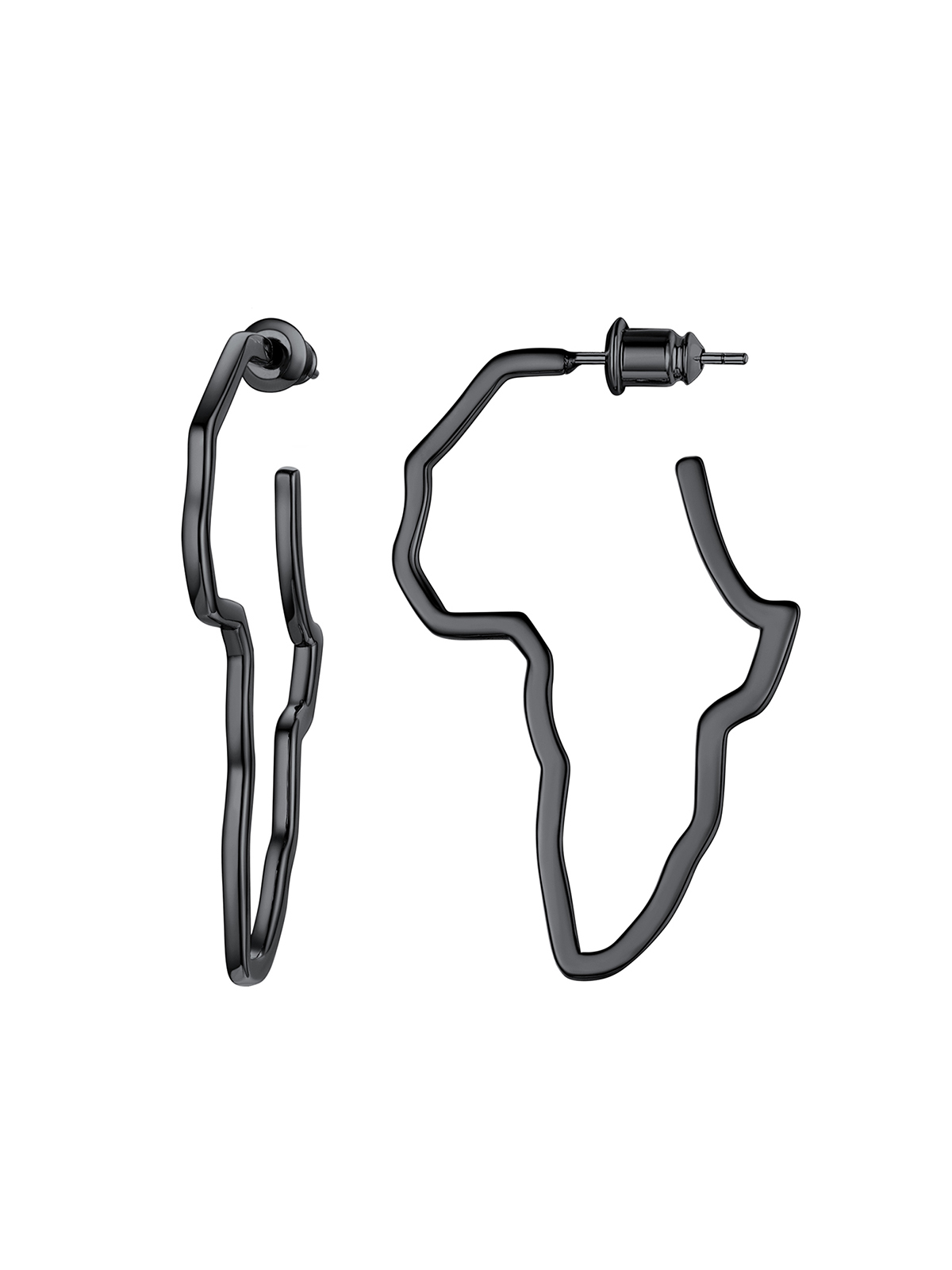 45mm African Outline Earrings Dangle Earrings in Black