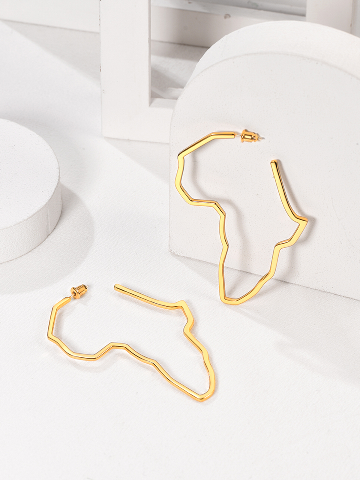 45mm African Outline Earrings Dangle Earrings in 14K Gold