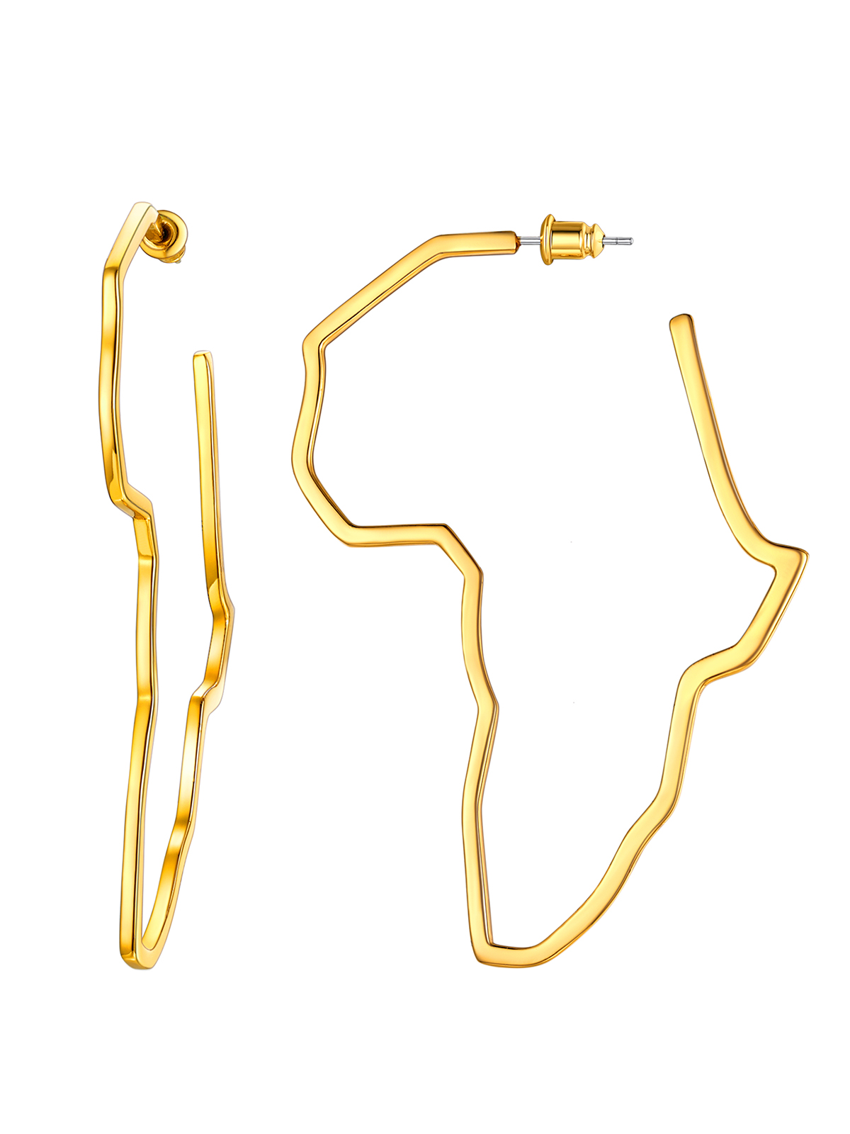 75mm African Outline Earrings Dangle Earrings in 14K Gold