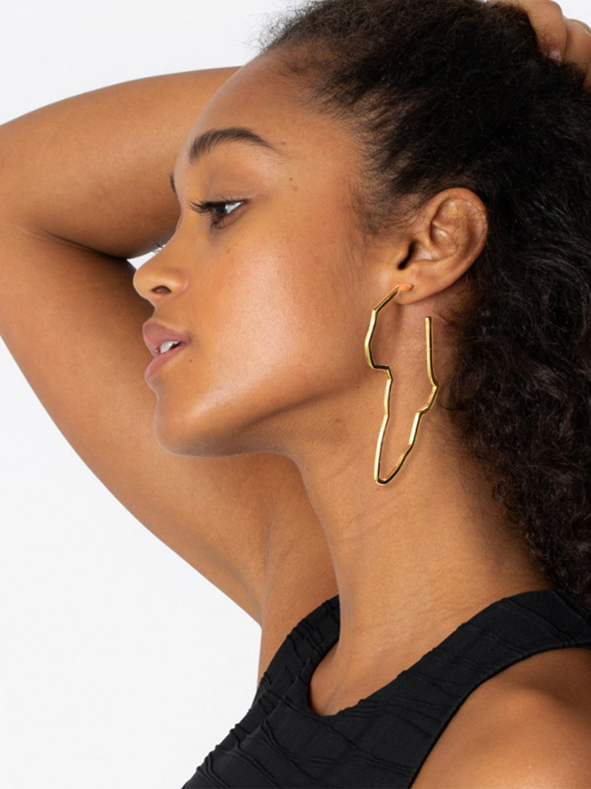 75mm African Outline Earrings Dangle Earrings in 14K Gold