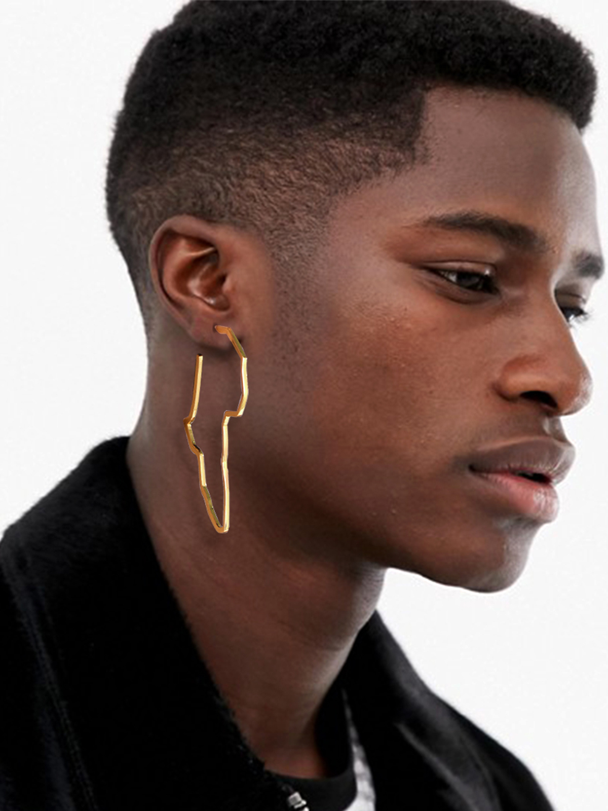 75mm African Outline Earrings Dangle Earrings in 14K Gold