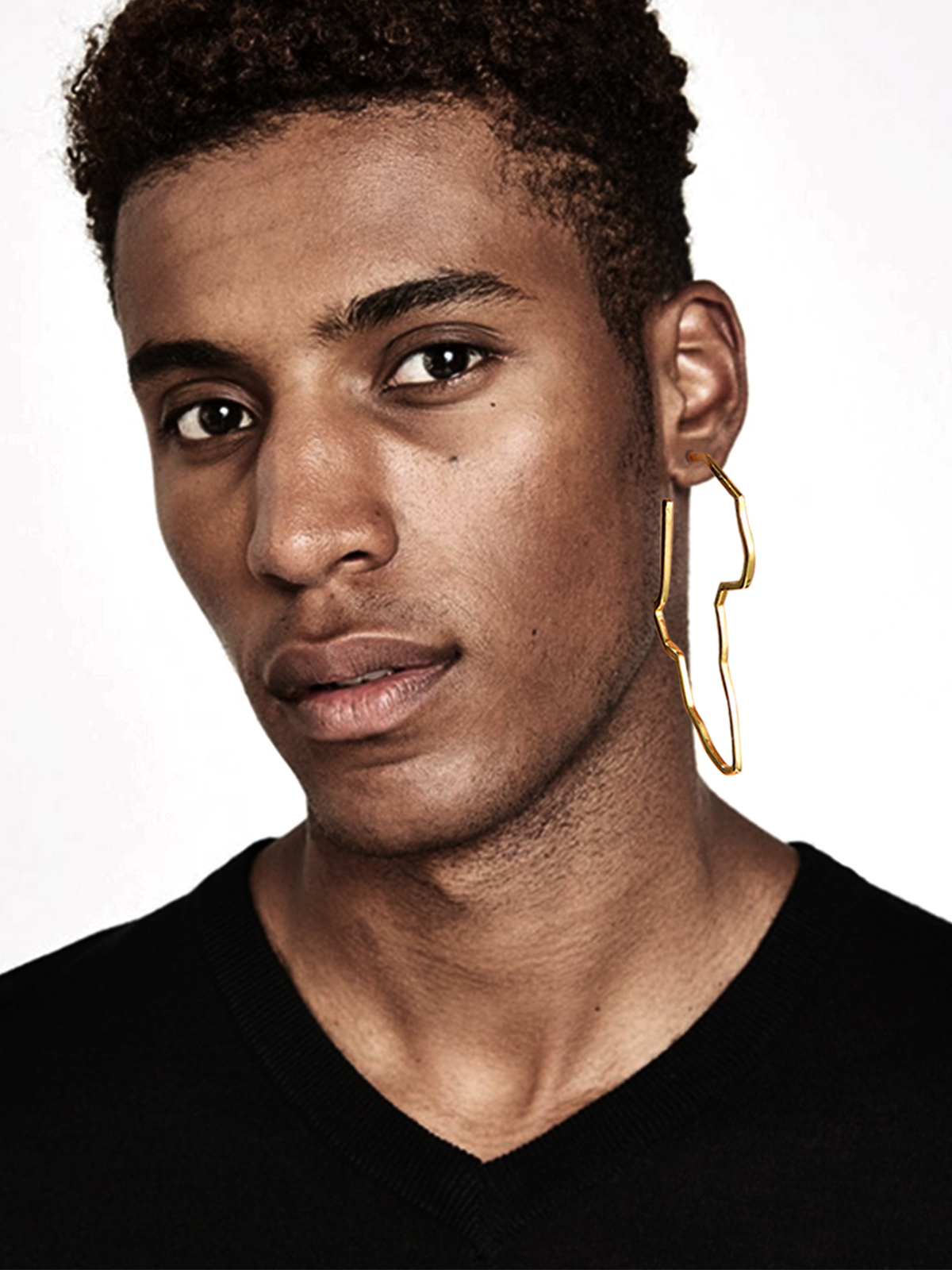 75mm African Outline Earrings Dangle Earrings in 14K Gold