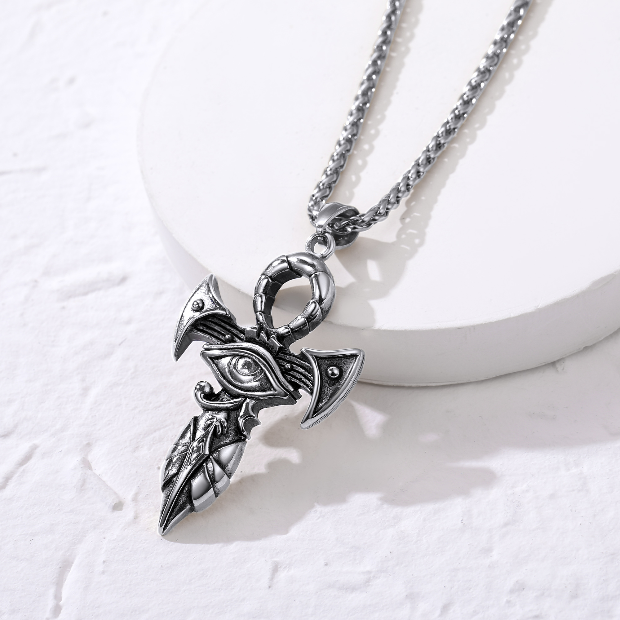 Egyptian Ankh Cross Pendant Necklace, Stainless Steel-01