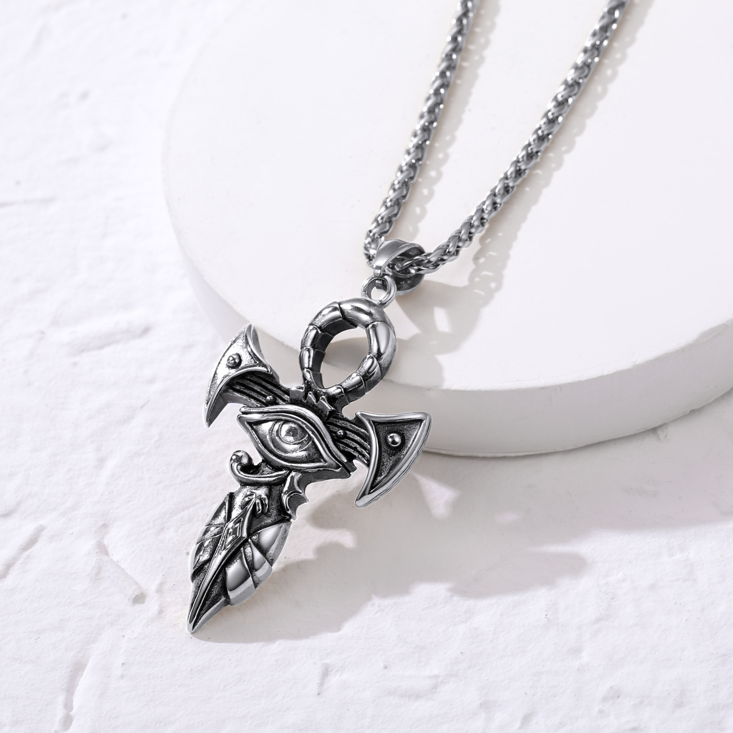 Egyptian Ankh Cross Pendant Necklace, Stainless Steel-01