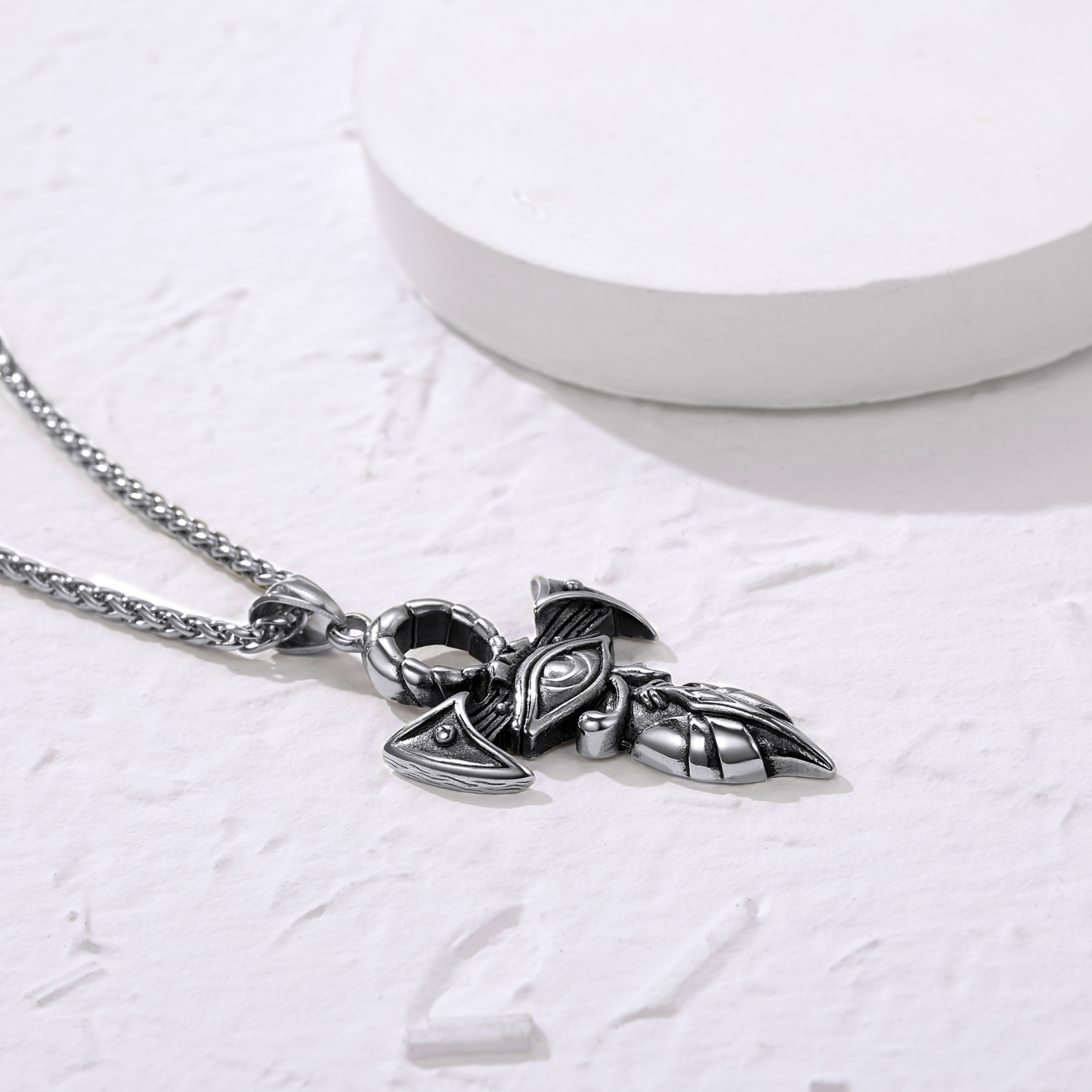 Egyptian Ankh Cross Pendant Necklace, Stainless Steel-02