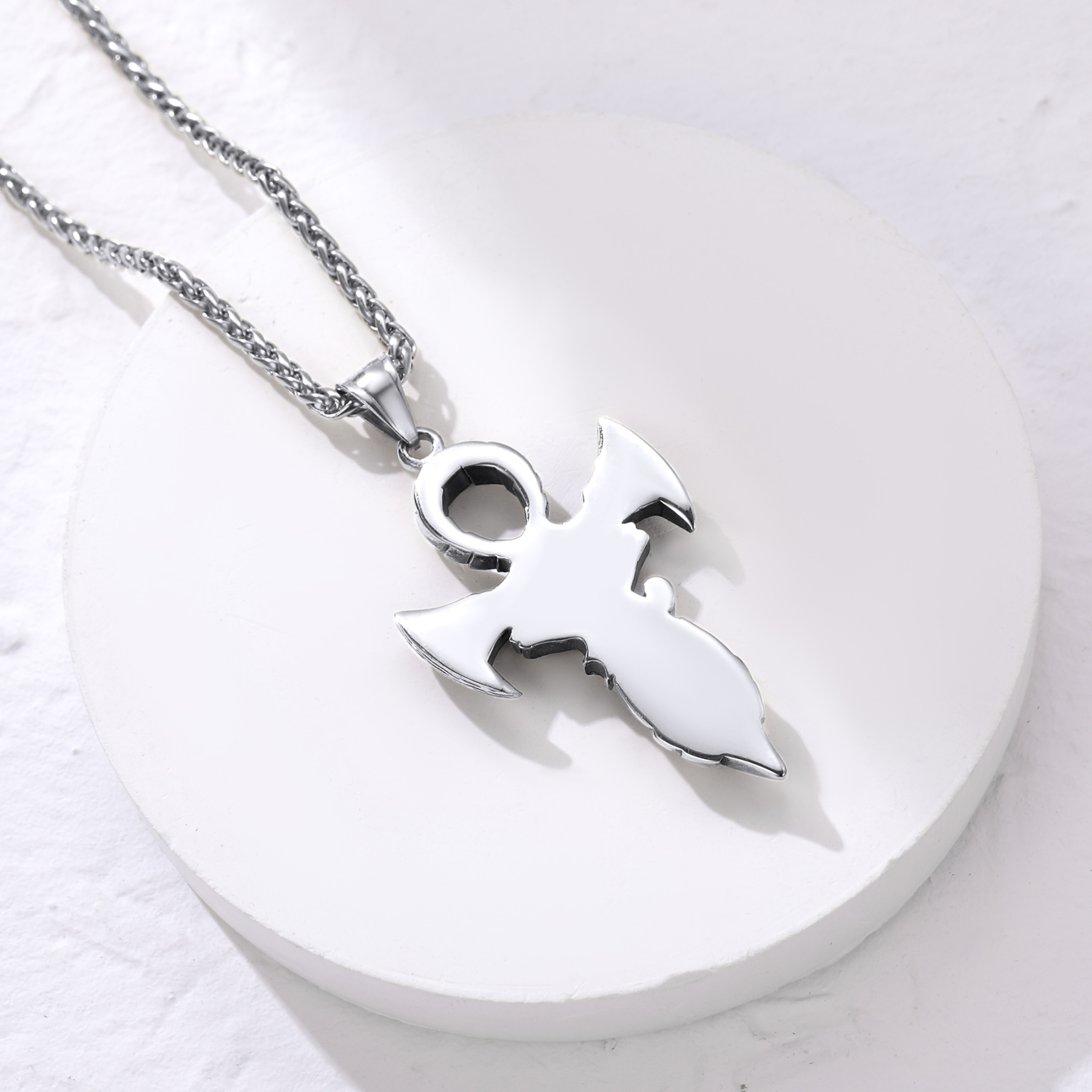 Egyptian Ankh Cross Pendant Necklace, Stainless Steel-03