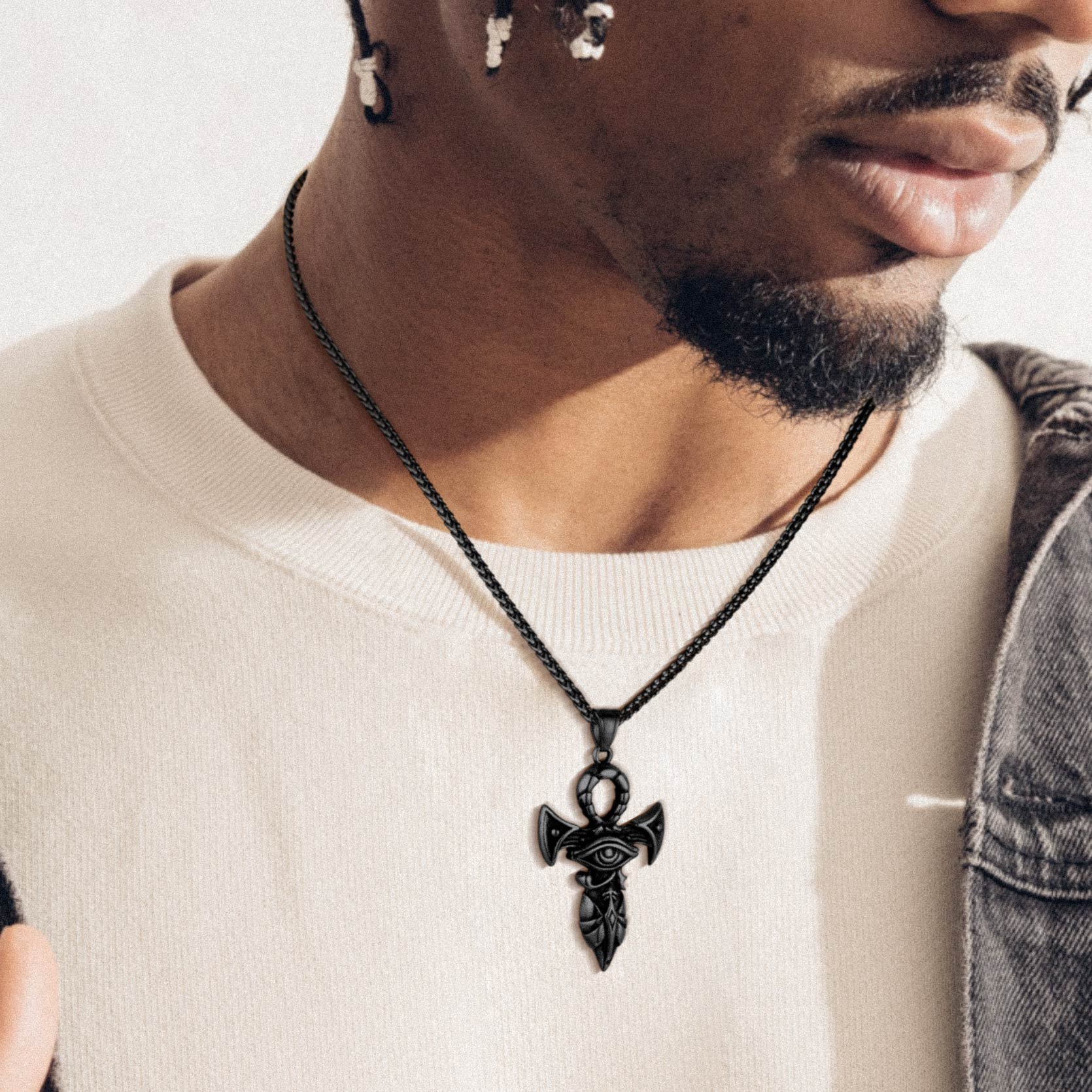 Egyptian Ankh Cross Pendant Necklace for Men