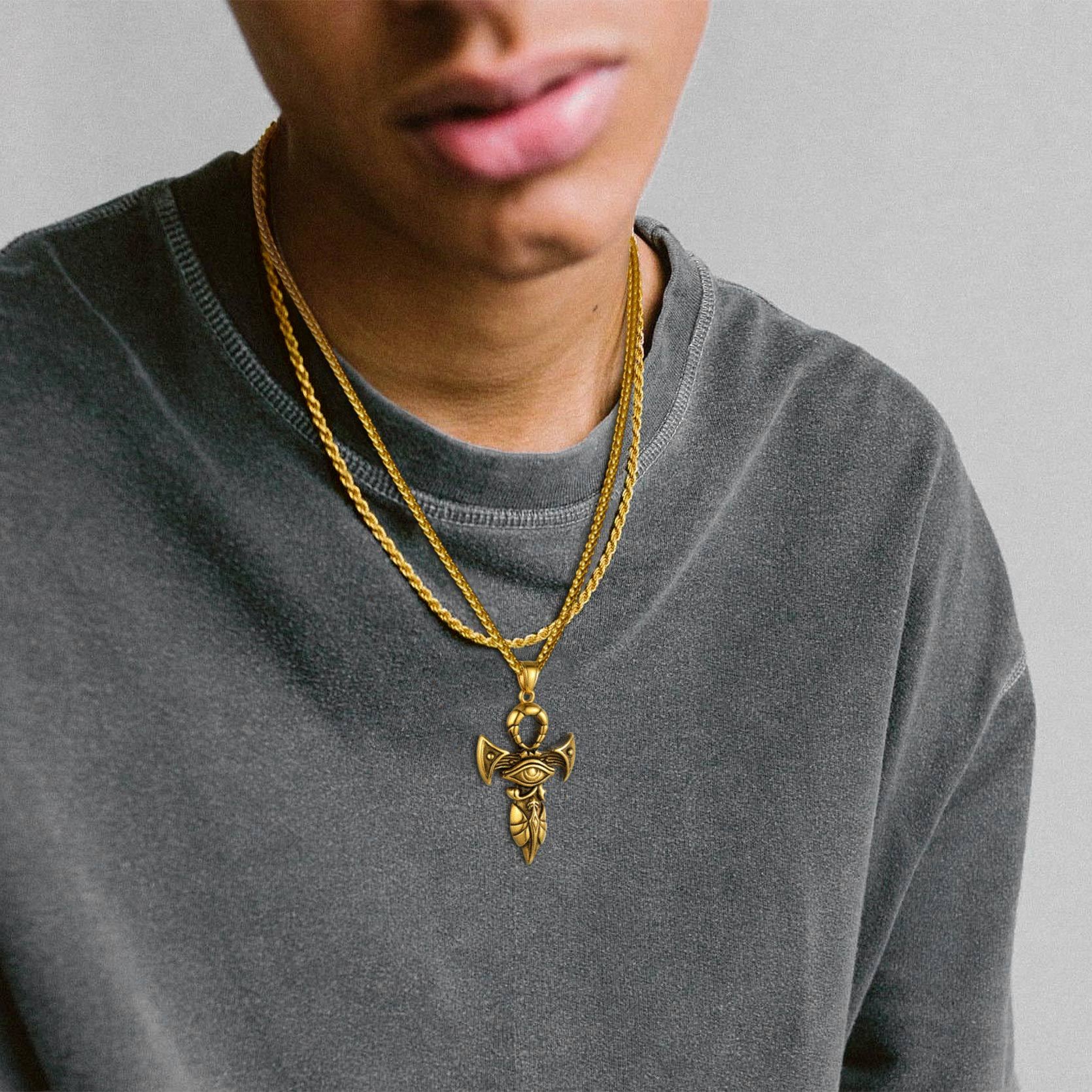 Egyptian Ankh Cross Pendant Necklace for Men