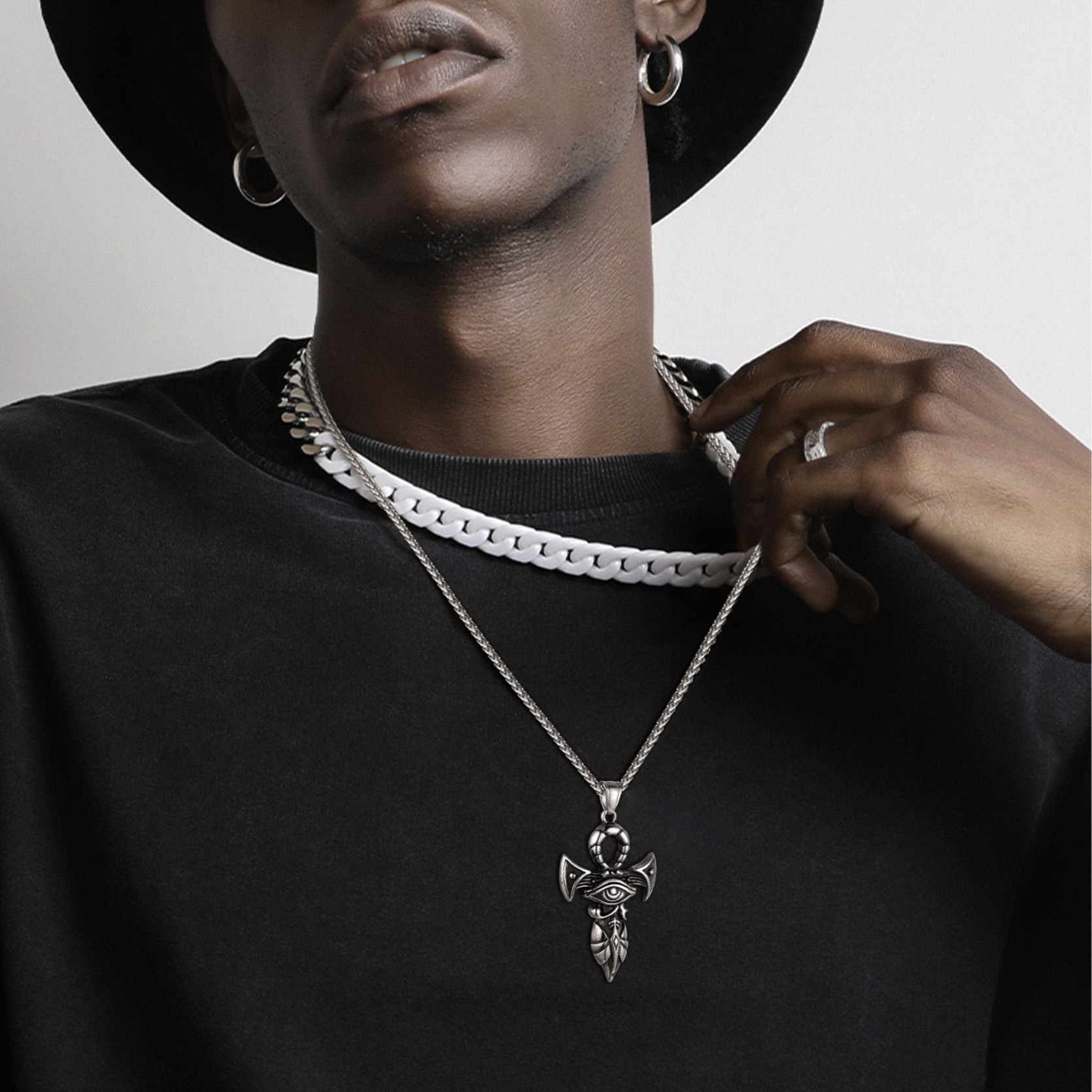 Egyptian Ankh Cross Pendant Necklace for Men