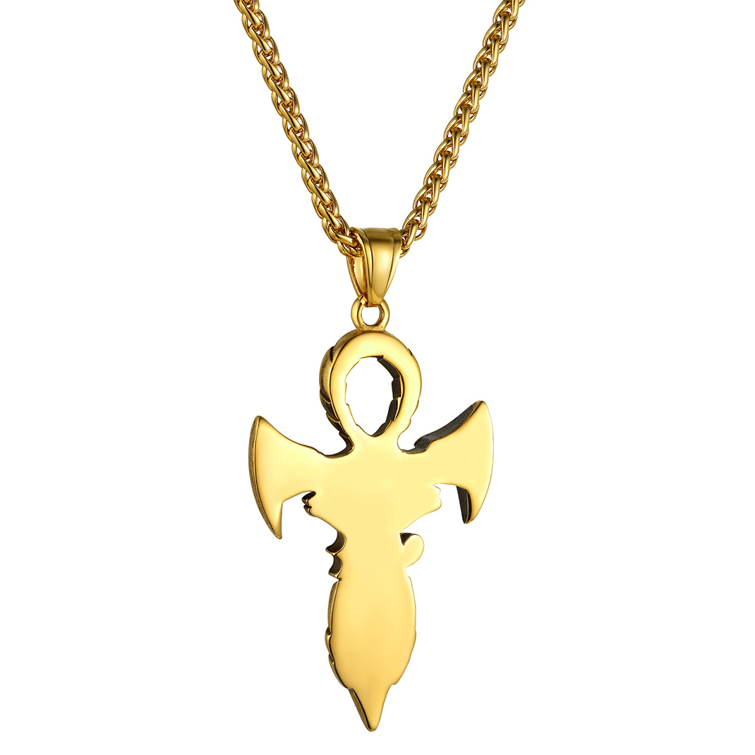 Egyptian Ankh Cross Pendant Necklace in 18K Gold Plated - Backside