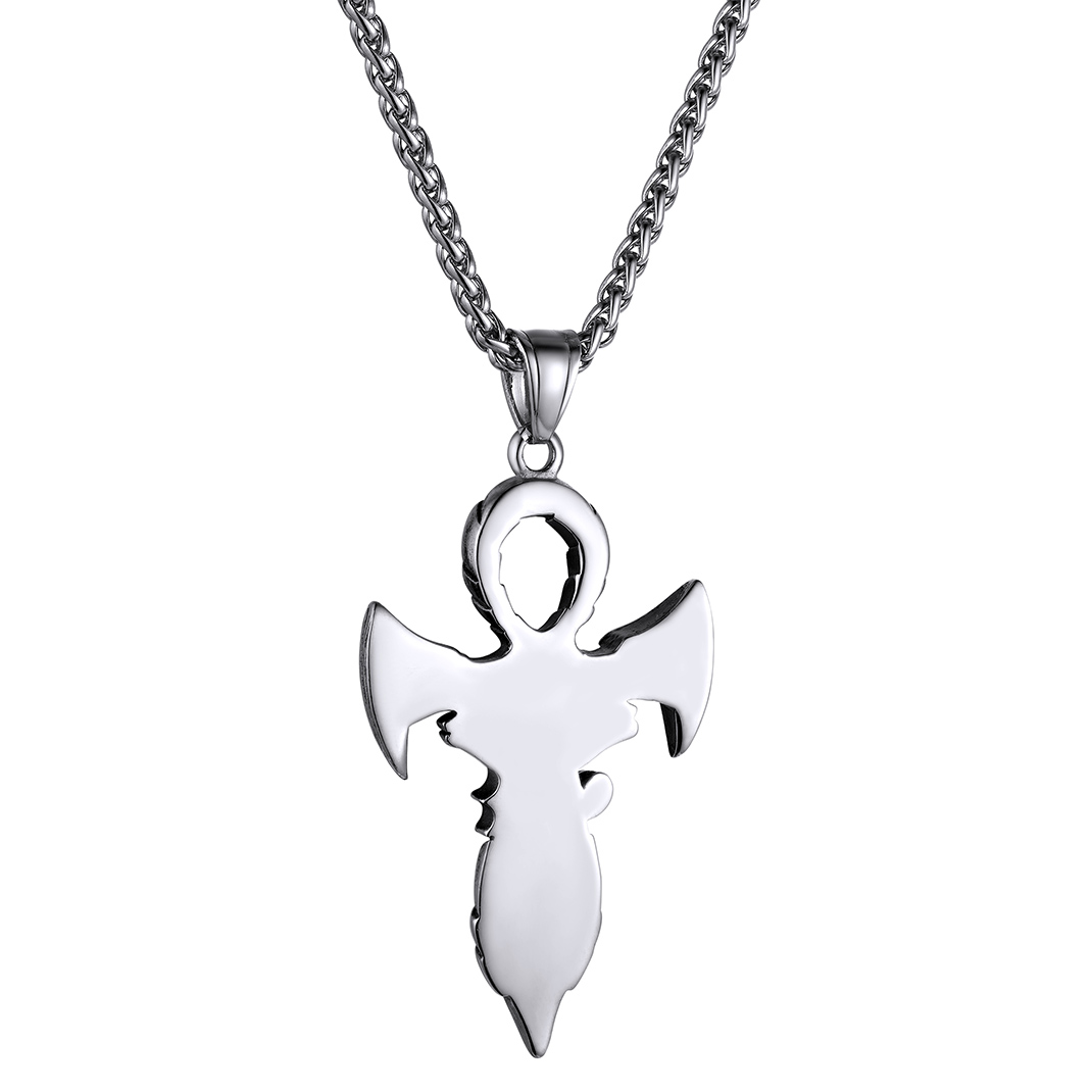 Egyptian Ankh Cross Pendant Necklace in Stainless Steel - Backside