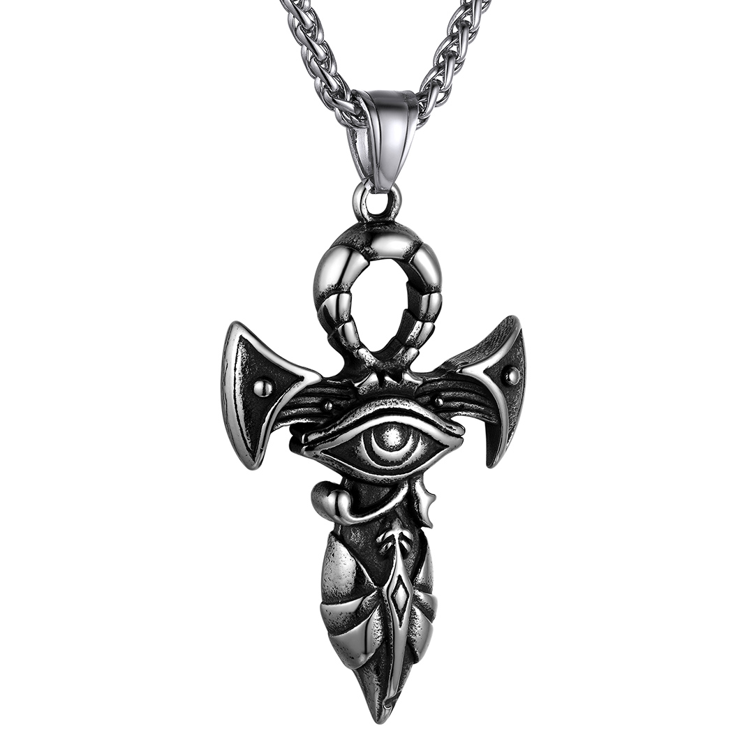 Egyptian Ankh Cross Pendant Necklace in Stainless Steel