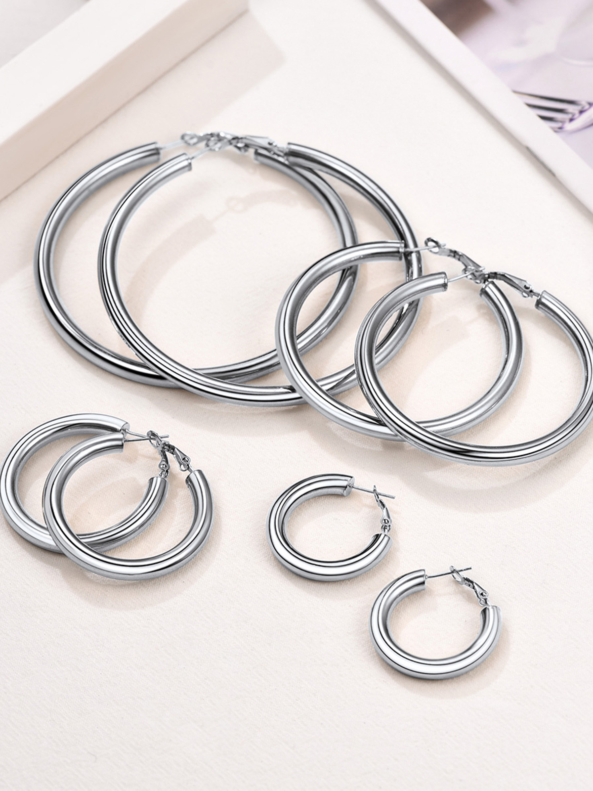 Chunky Hoop Earrings in Stainless