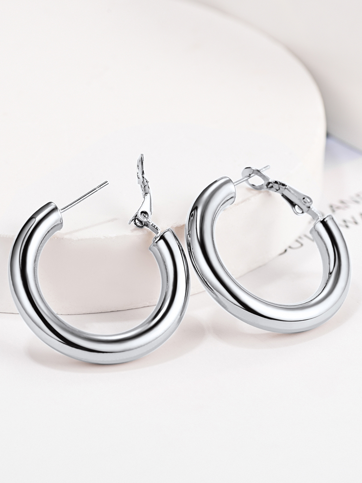 Chunky Hoop Earrings in Stainless