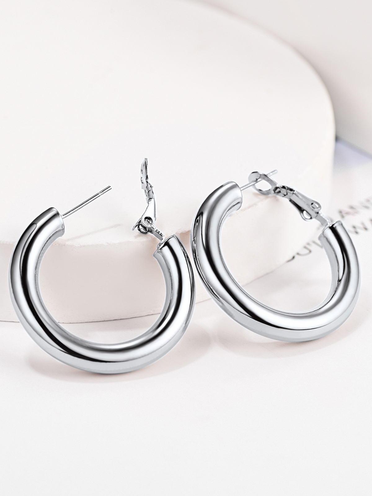 Chunky Hoop Earrings in Stainless
