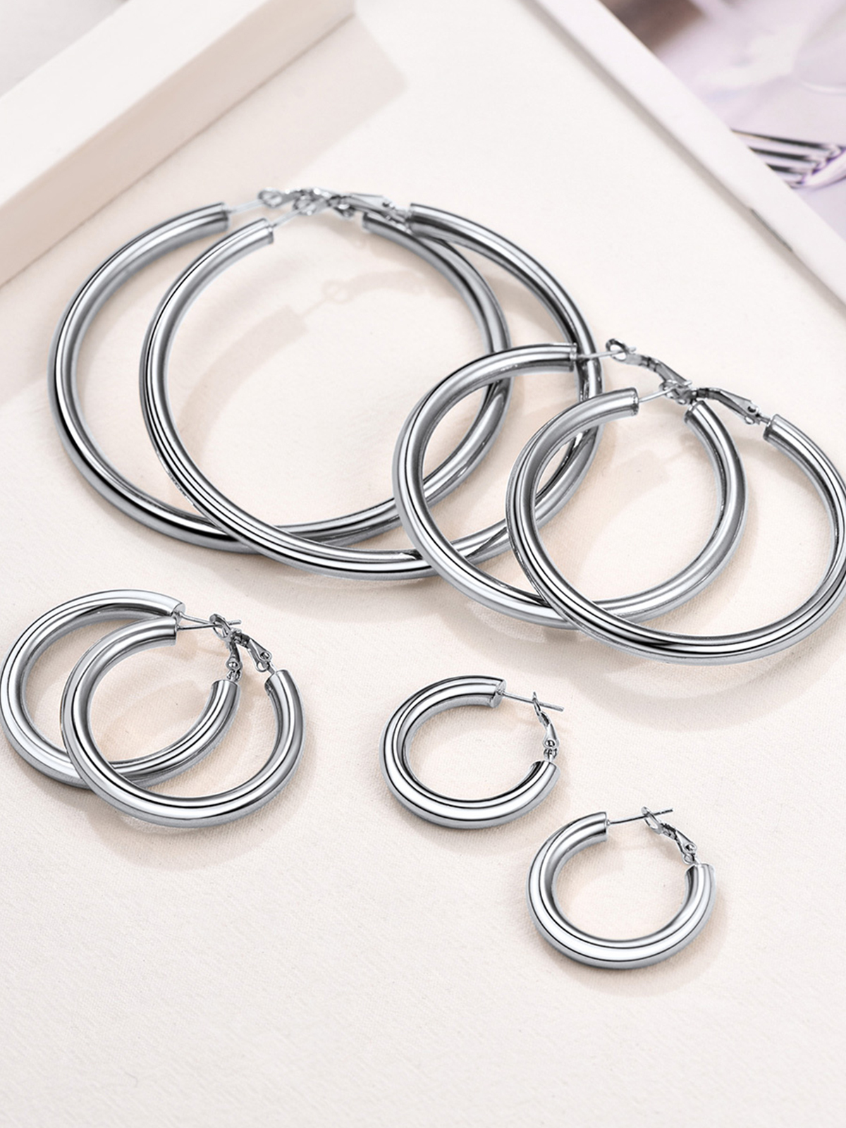 Chunky Hoop Earrings in Stainless