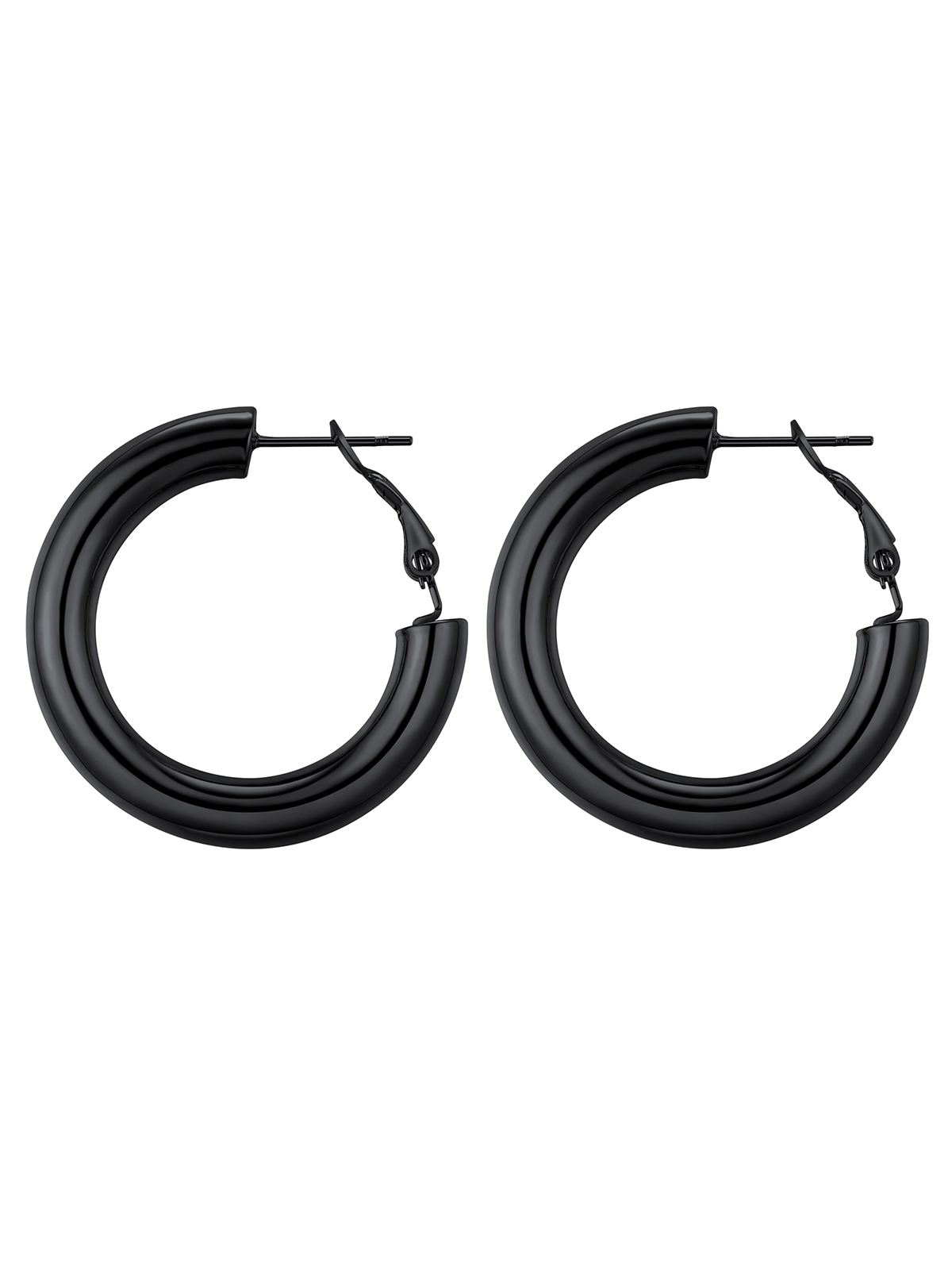Chunky Hoop Earrings in Black Plated