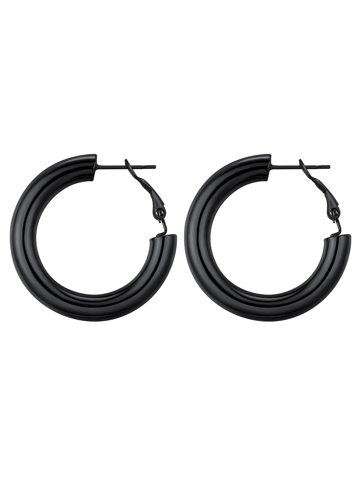 Chunky Hoop Earrings in Black Plated