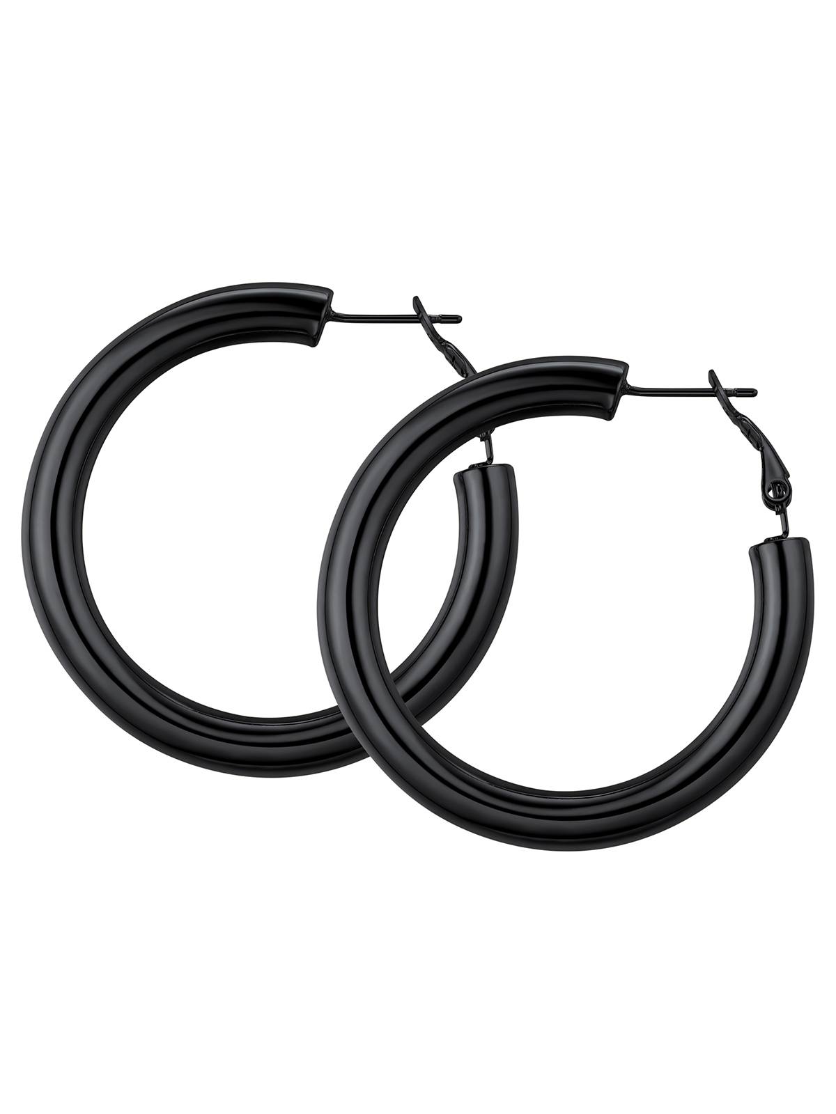 Chunky Hoop Earrings in Black Plated