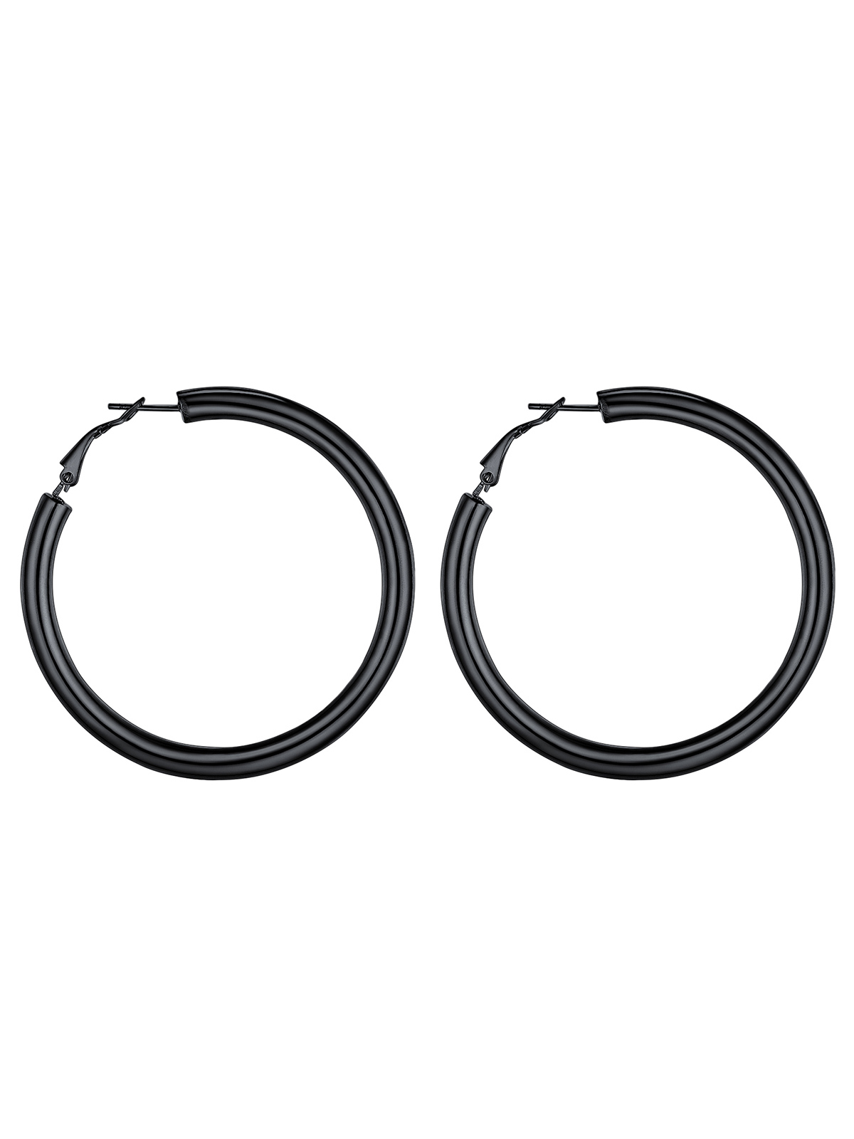 Chunky Hoop Earrings in Black Plated
