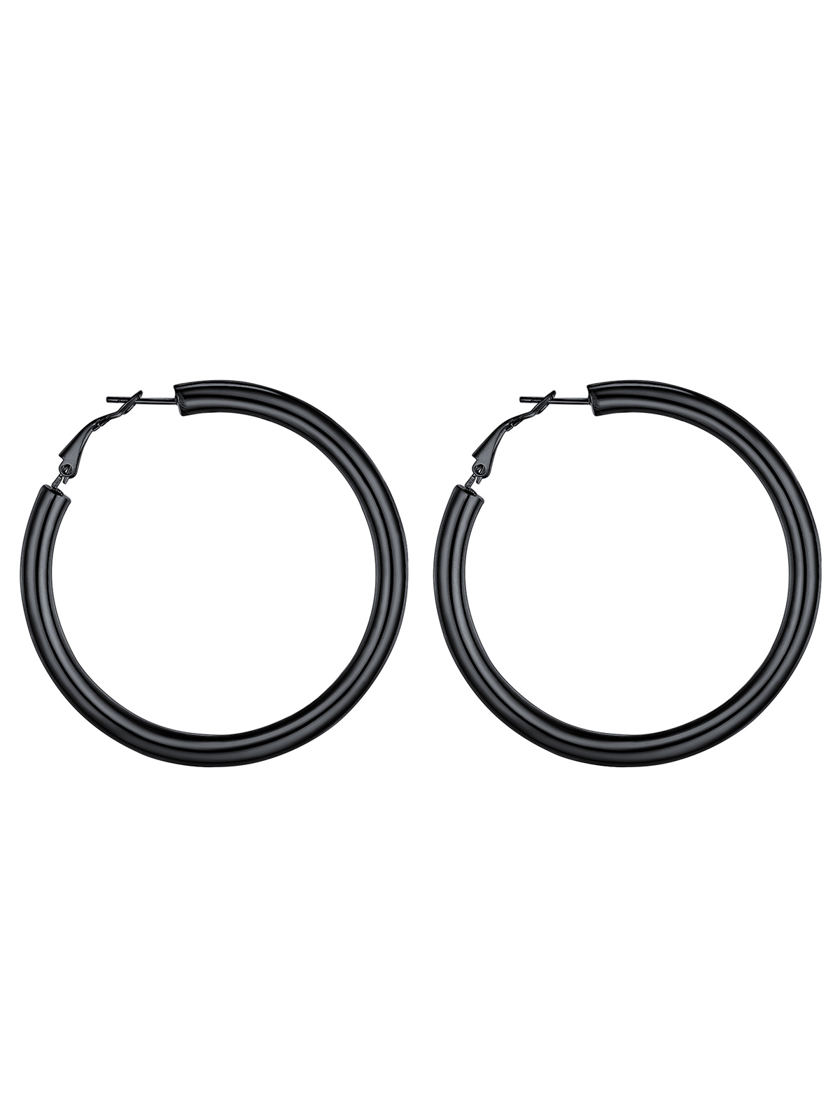 Chunky Hoop Earrings in Black Plated