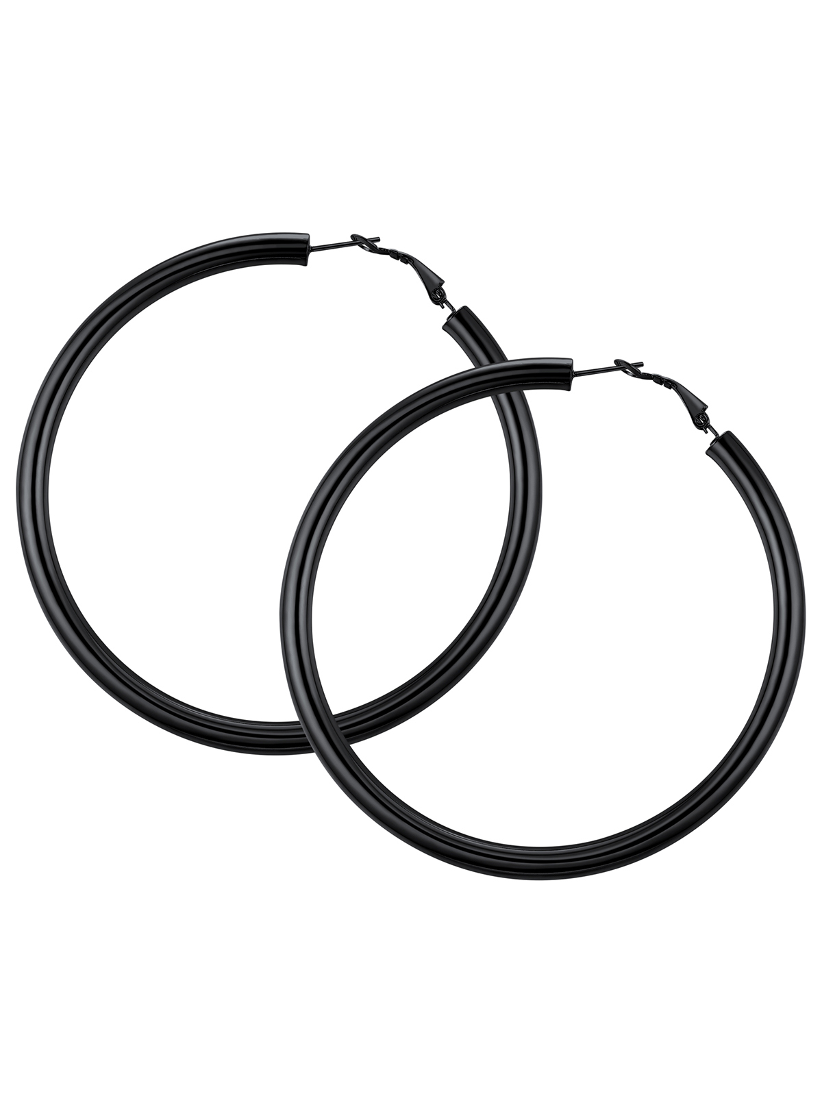 Chunky Hoop Earrings in Black Plated