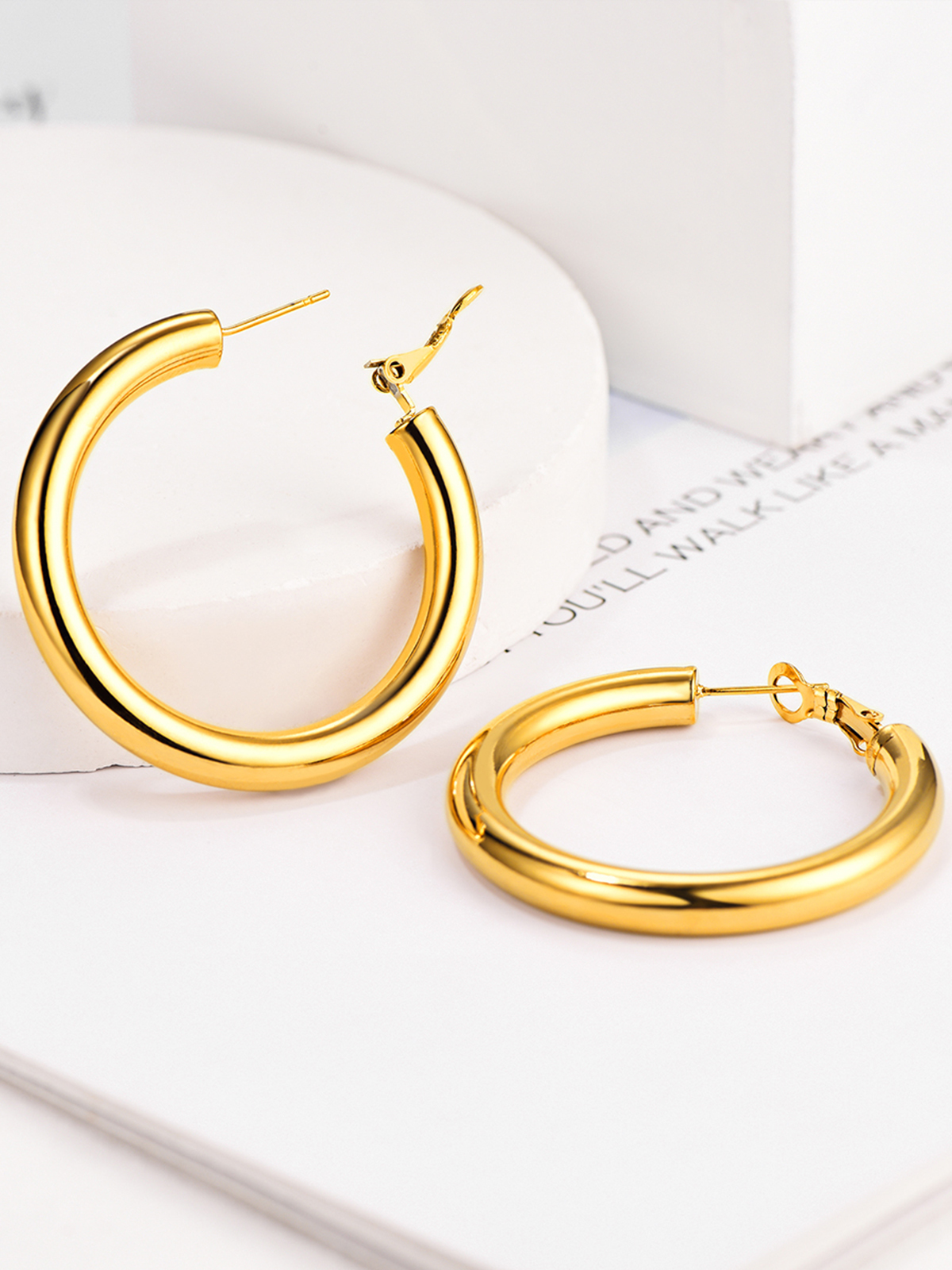 Chunky Hoop Earrings in 18K Gold Plated