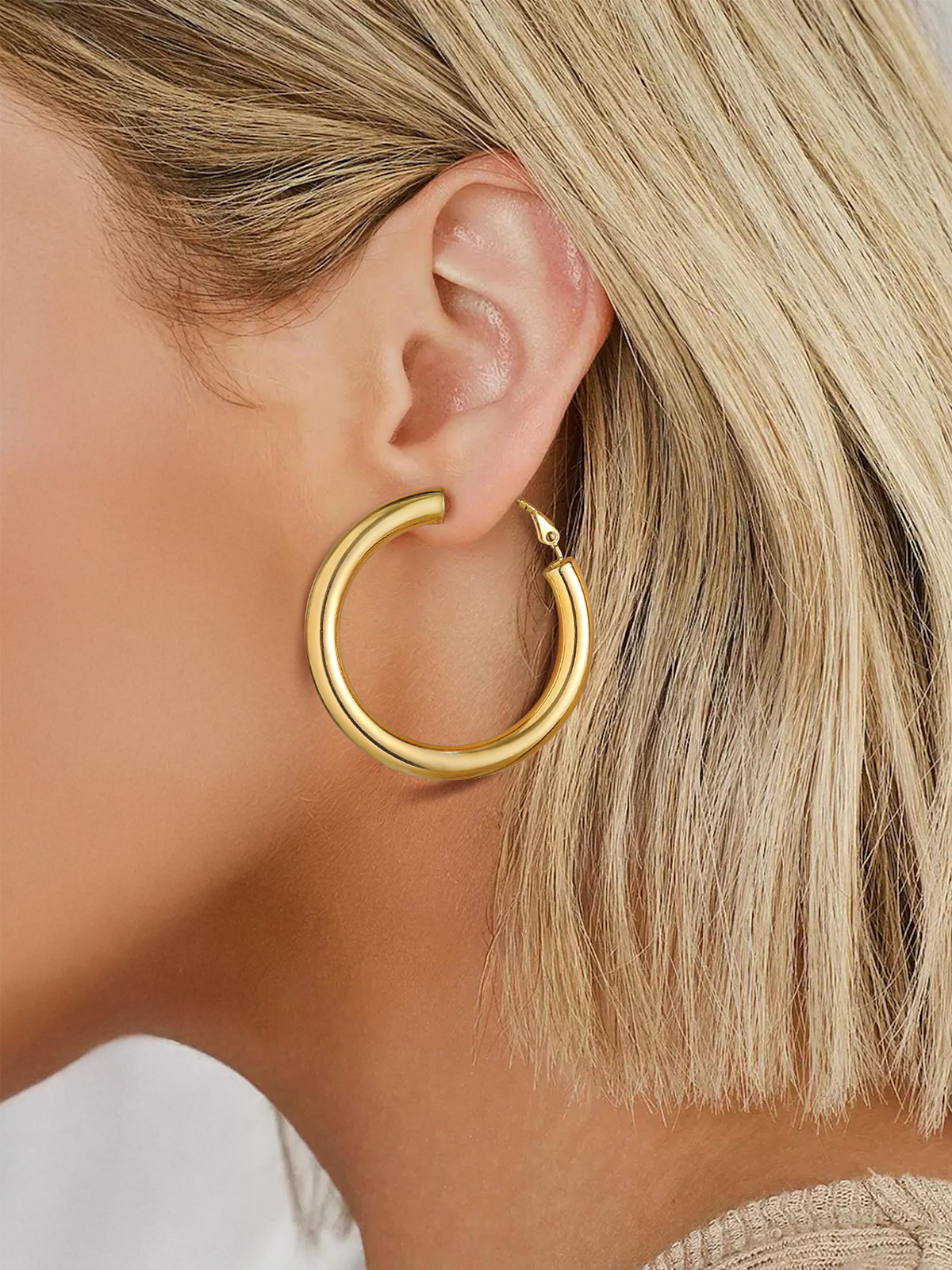 Chunky Hoop Earrings in 18K Gold Plated