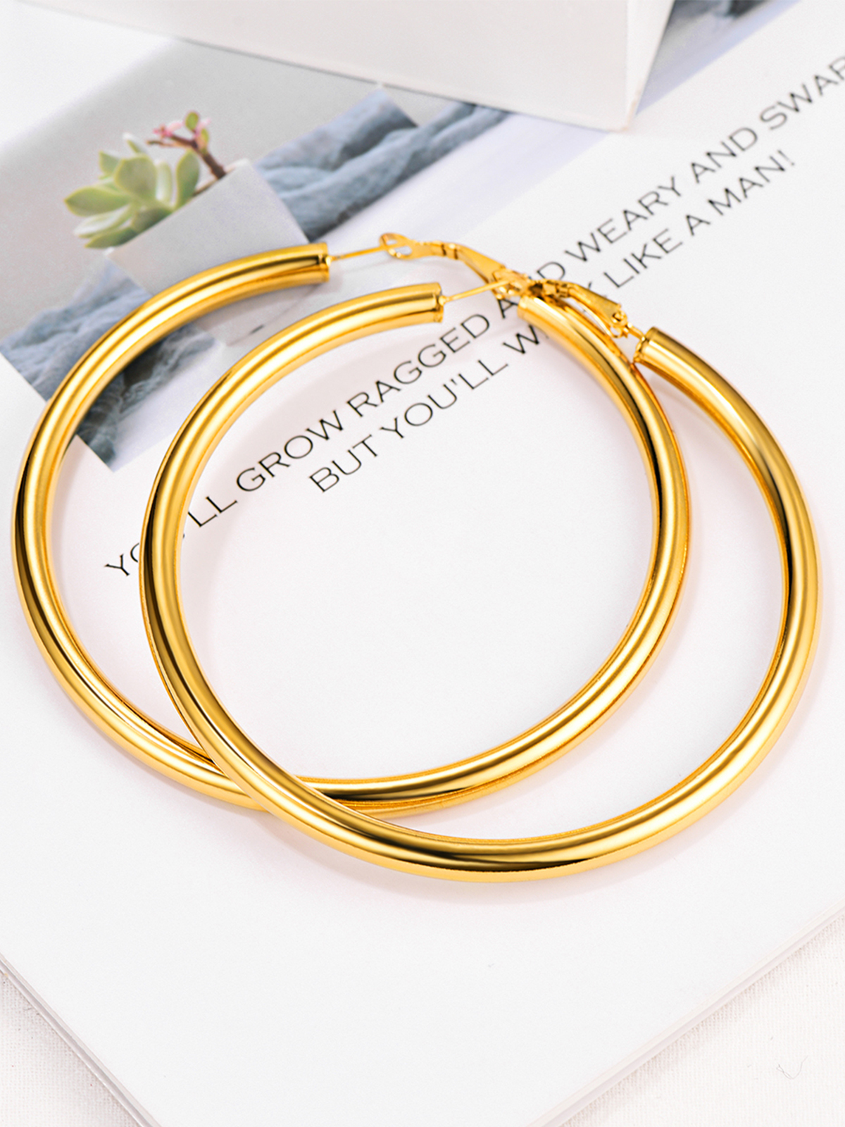 Chunky Hoop Earrings in 18K Gold Plated