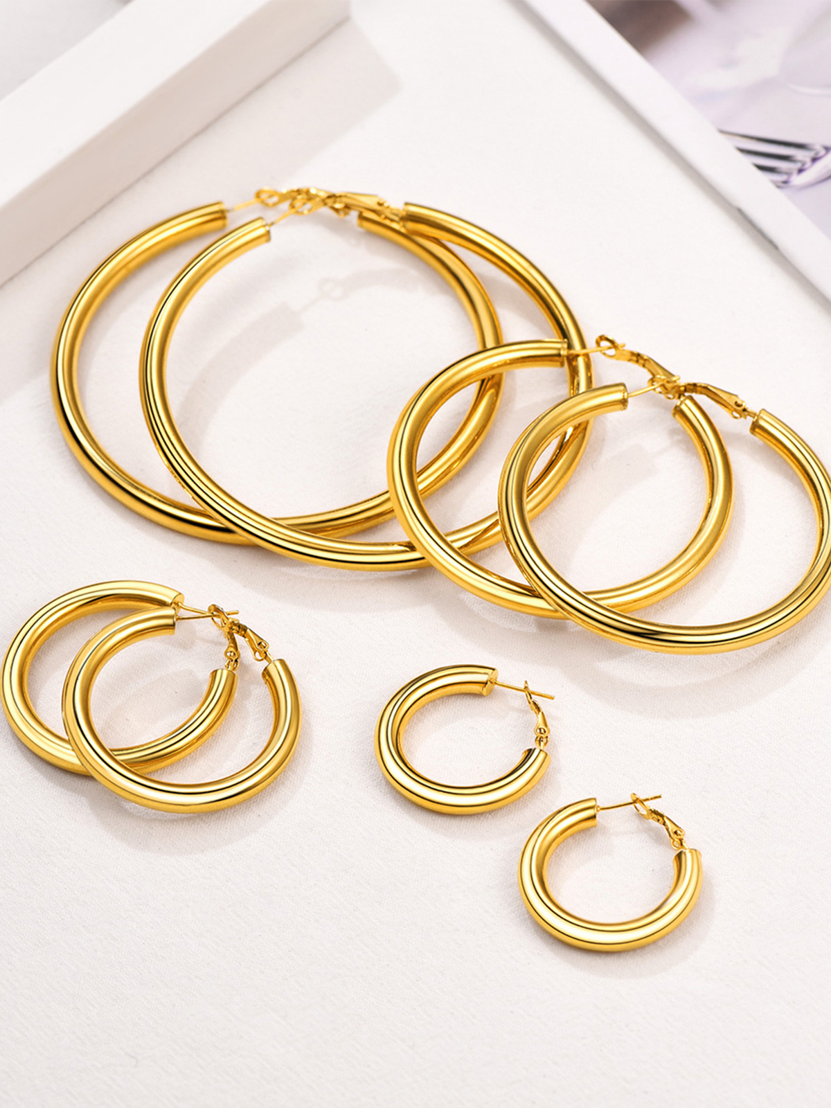 Chunky Hoop Earrings in 18K Gold Plated