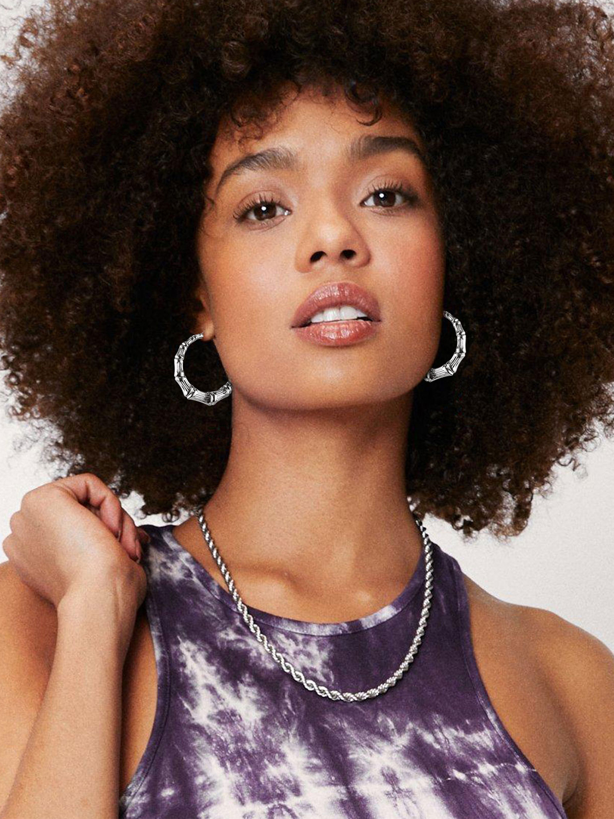 Bamboo Hoop Earrings in Stainless