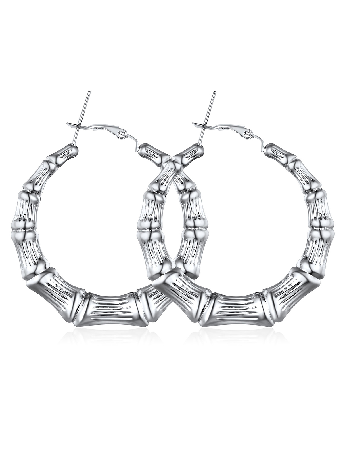Bamboo Hoop Earrings in Stainless