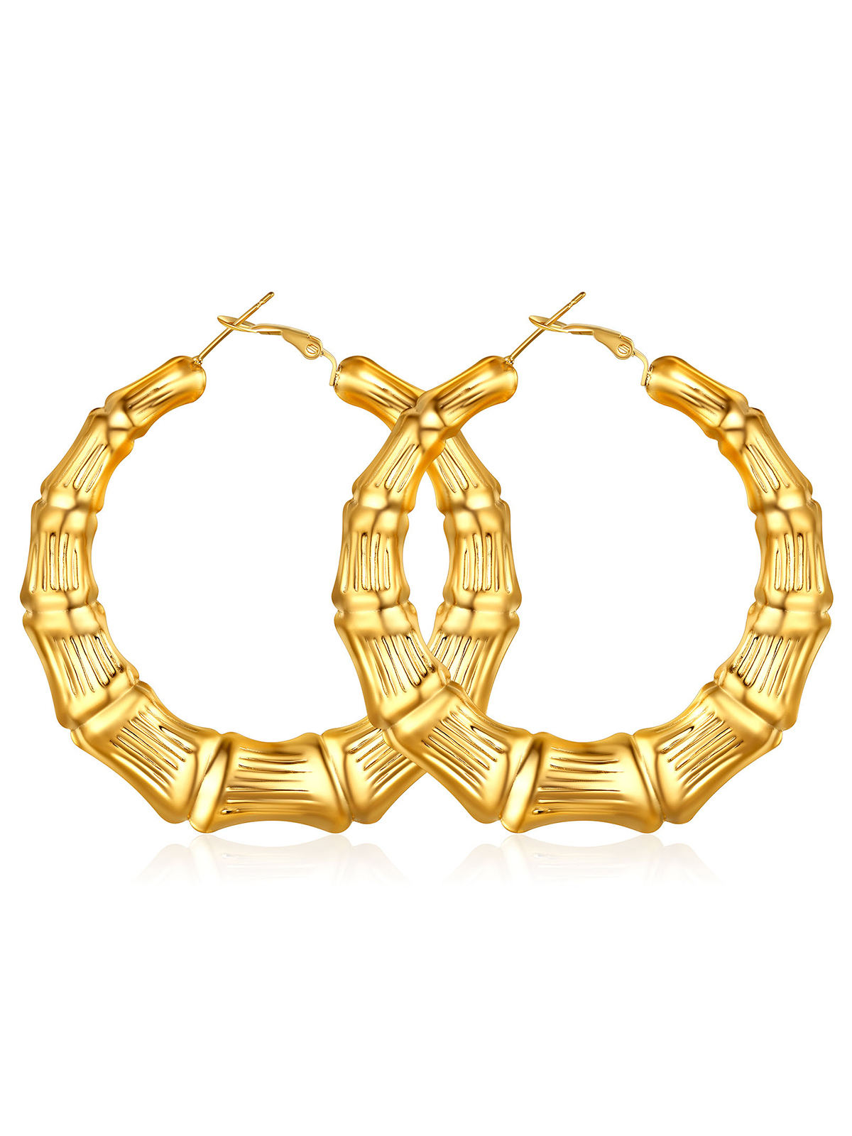 Bamboo Hoop Earrings in 18K Gold Plated