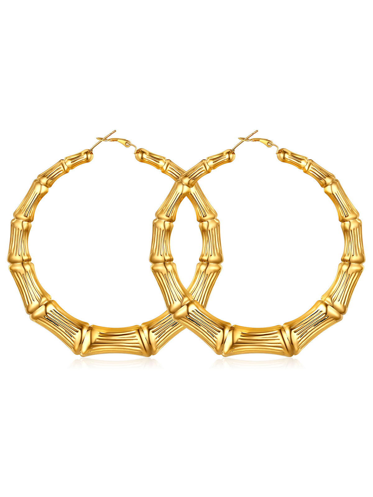 Bamboo Hoop Earrings in 18K Gold Plated