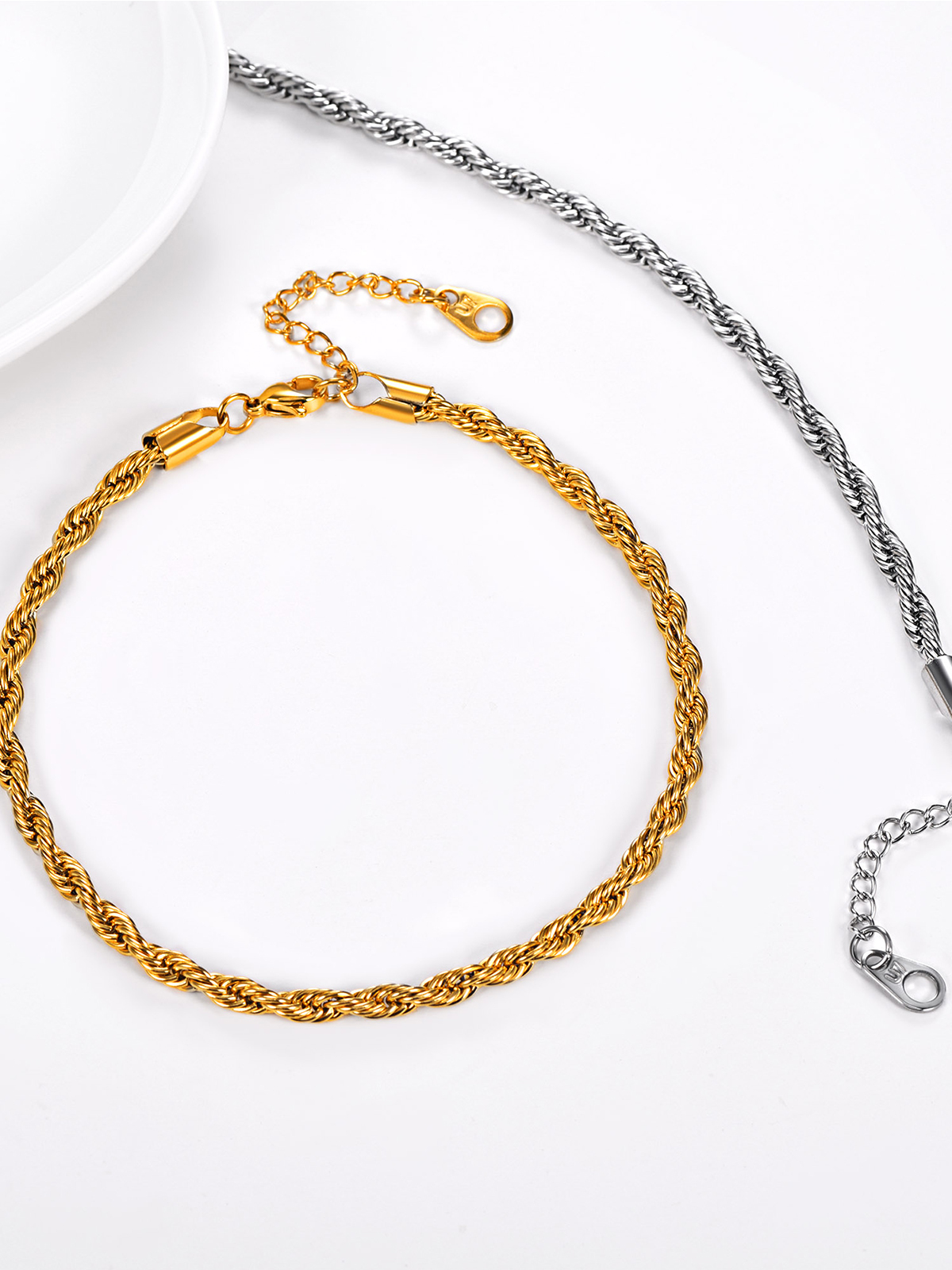 3mm Thick Rope Chain Anklet in Stainless