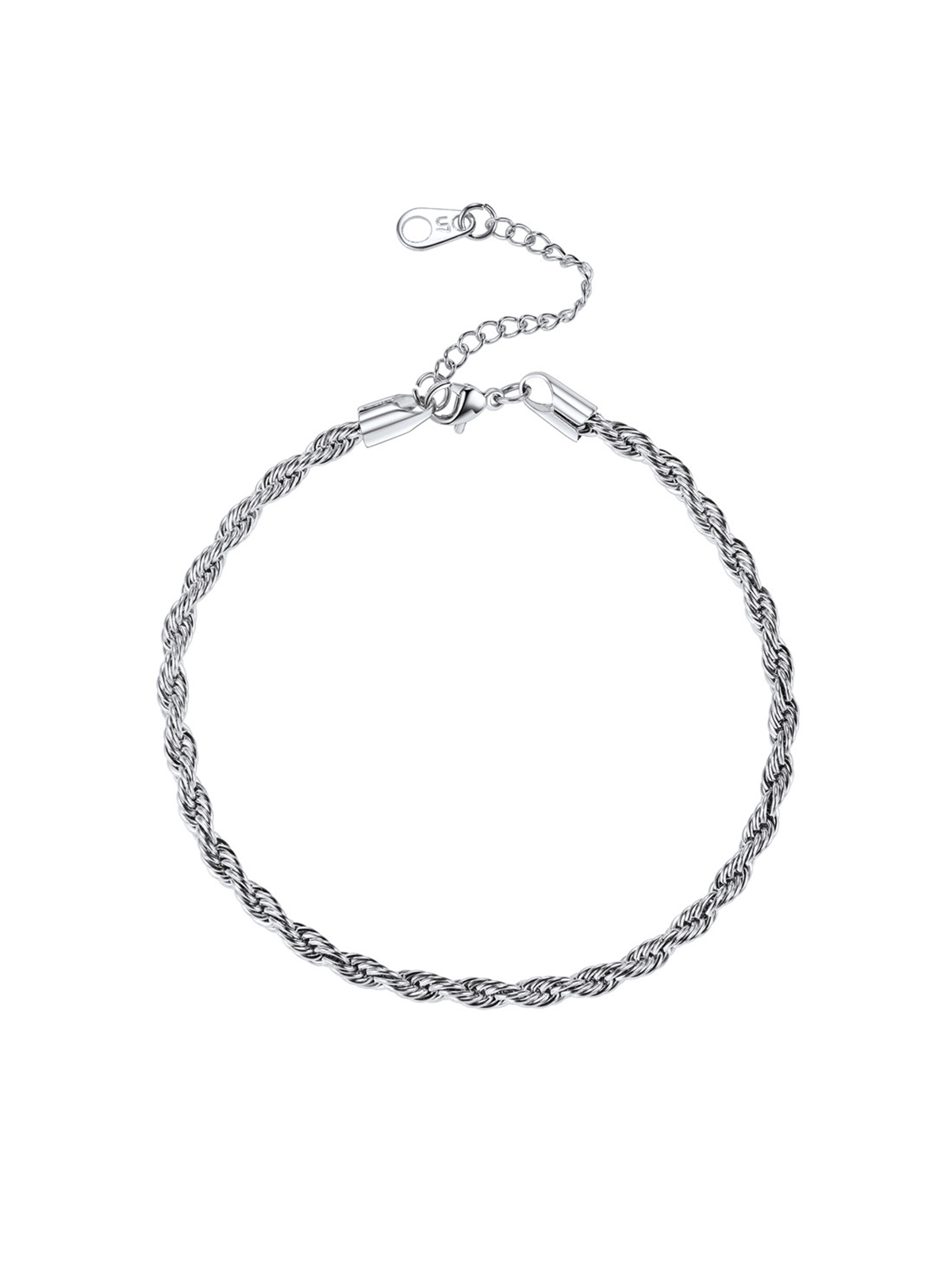 3mm Thick Rope Chain Anklet in Stainless