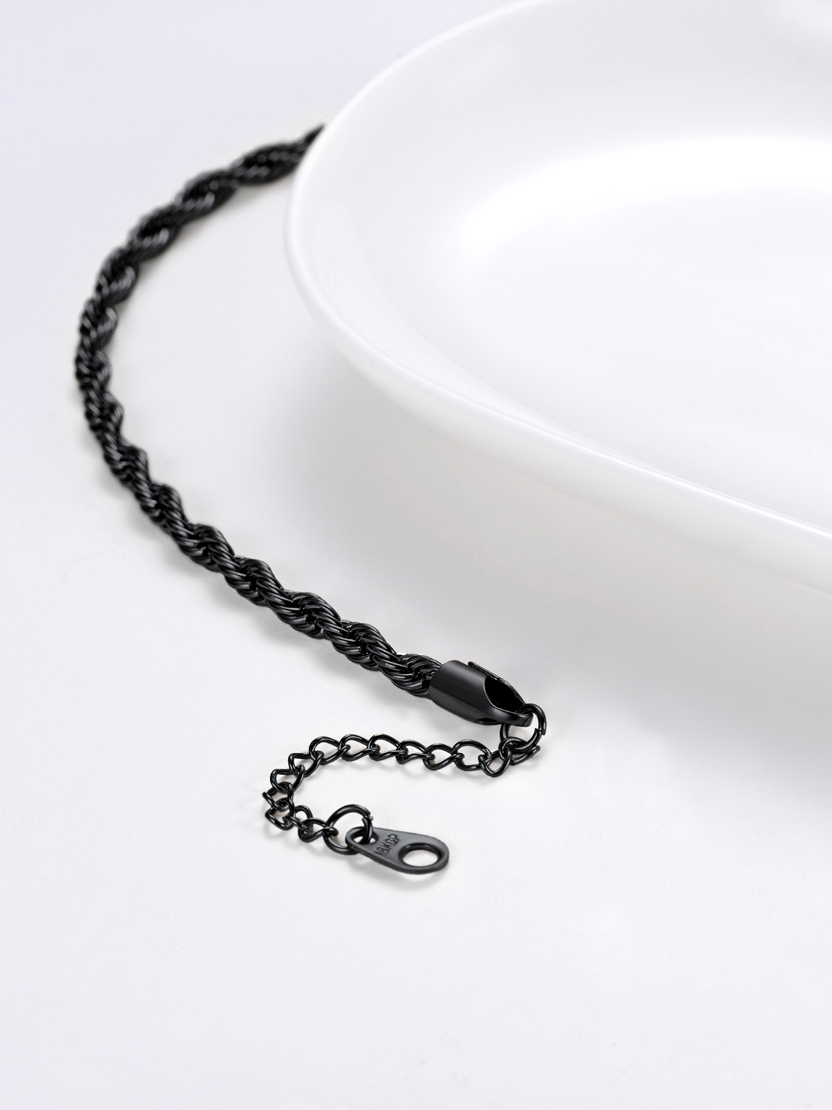 3mm Thick Rope Chain Anklet in Black Plated