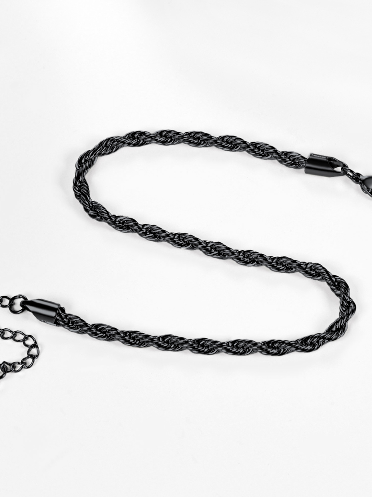 3mm Thick Rope Chain Anklet in Black Plated