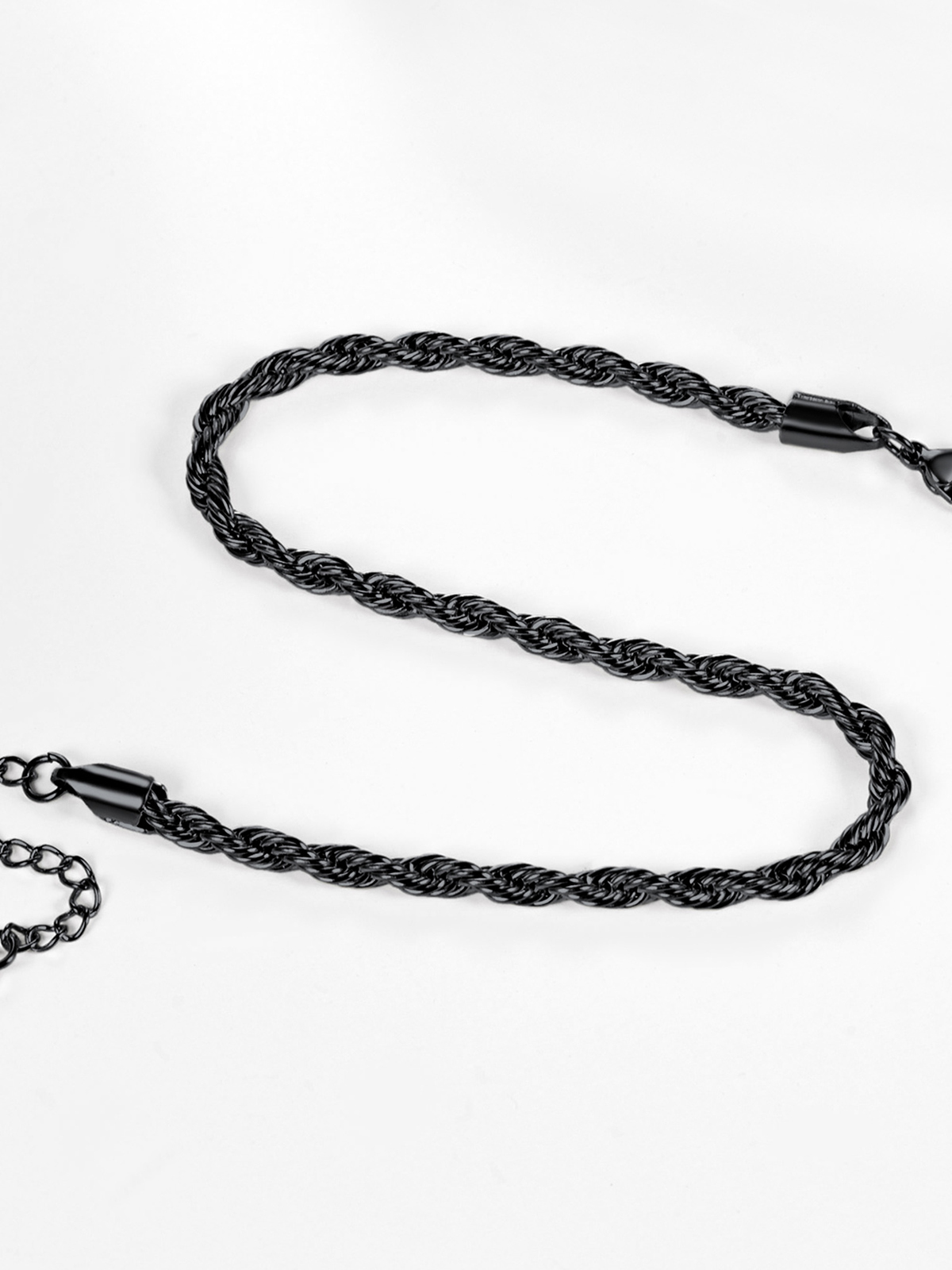3mm Thick Rope Chain Anklet in Black Plated