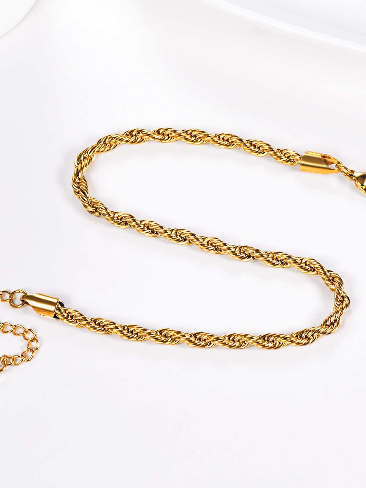 3mm Thick Rope Chain Anklet in 18K Gold Plated