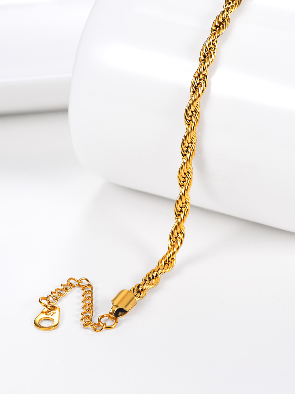 3mm Thick Rope Chain Anklet in 18K Gold Plated