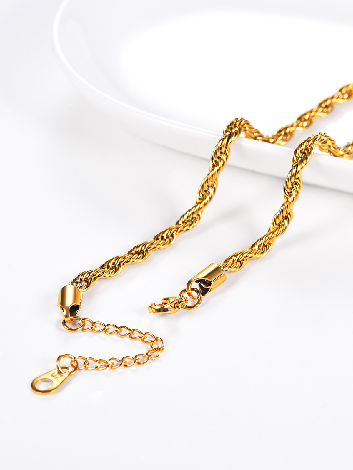 3mm Thick Rope Chain Anklet in 18K Gold Plated